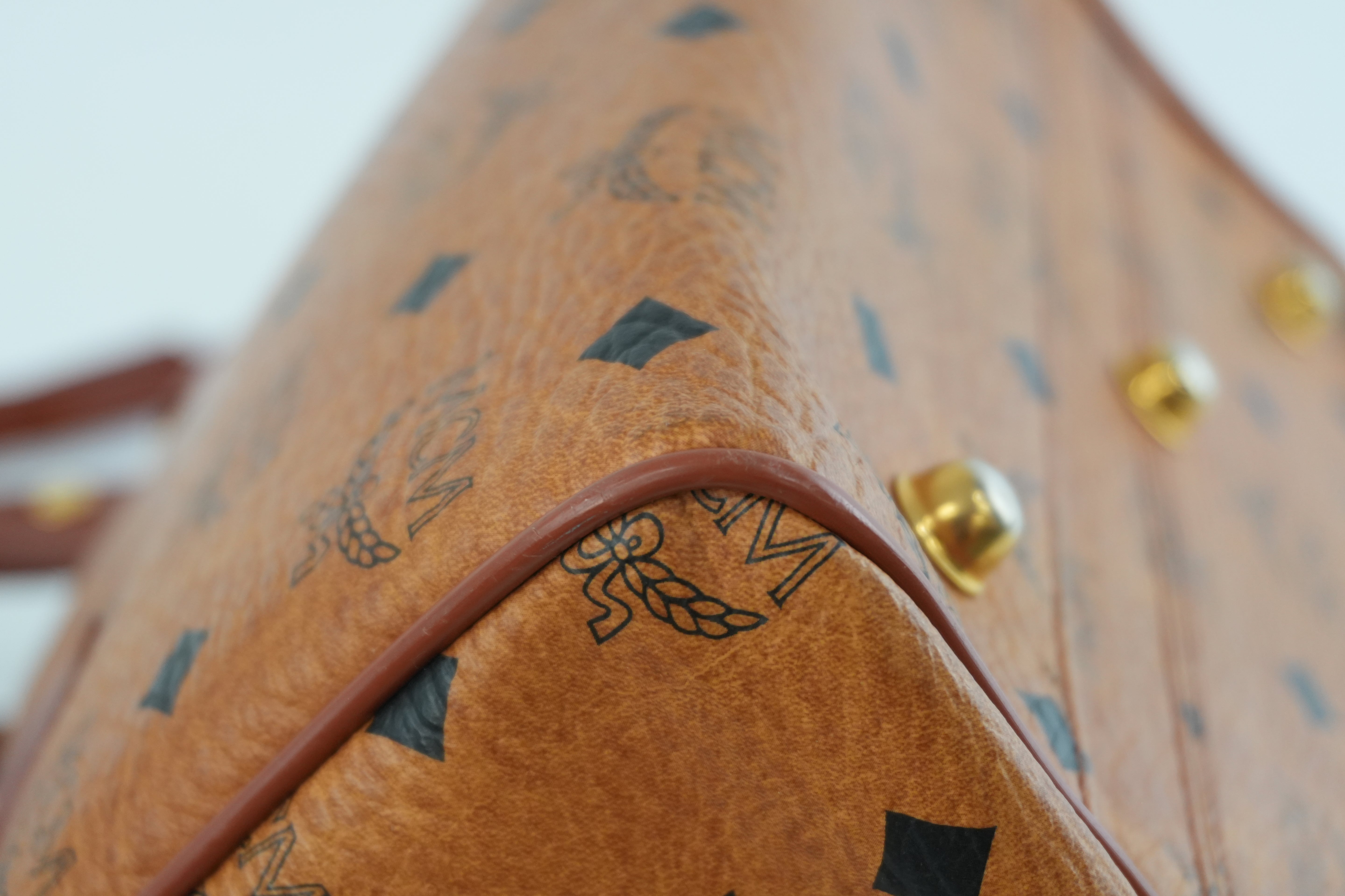 MCM Small Boston Bag Cognac Used