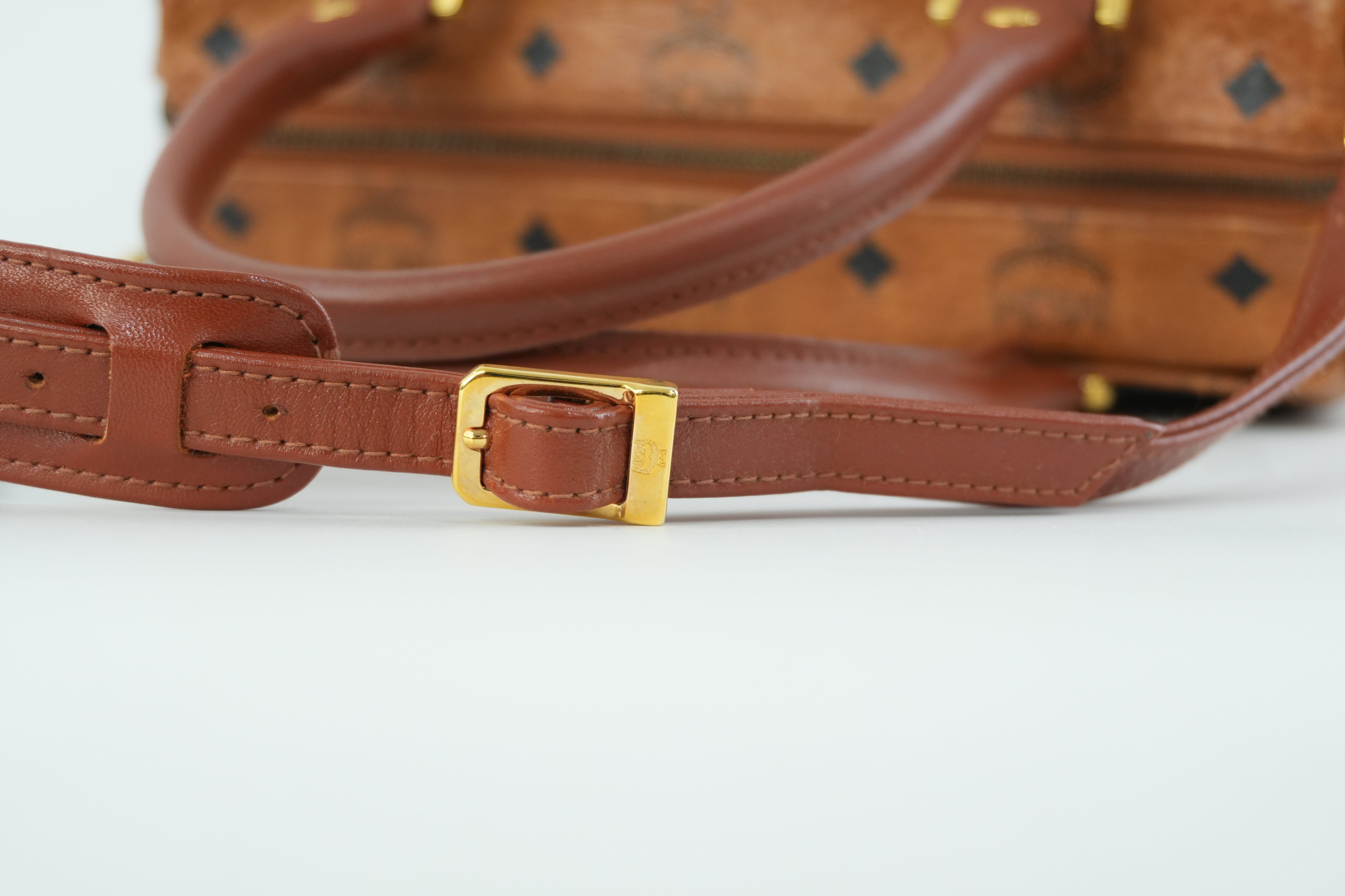 MCM Small Boston Bag Cognac Used