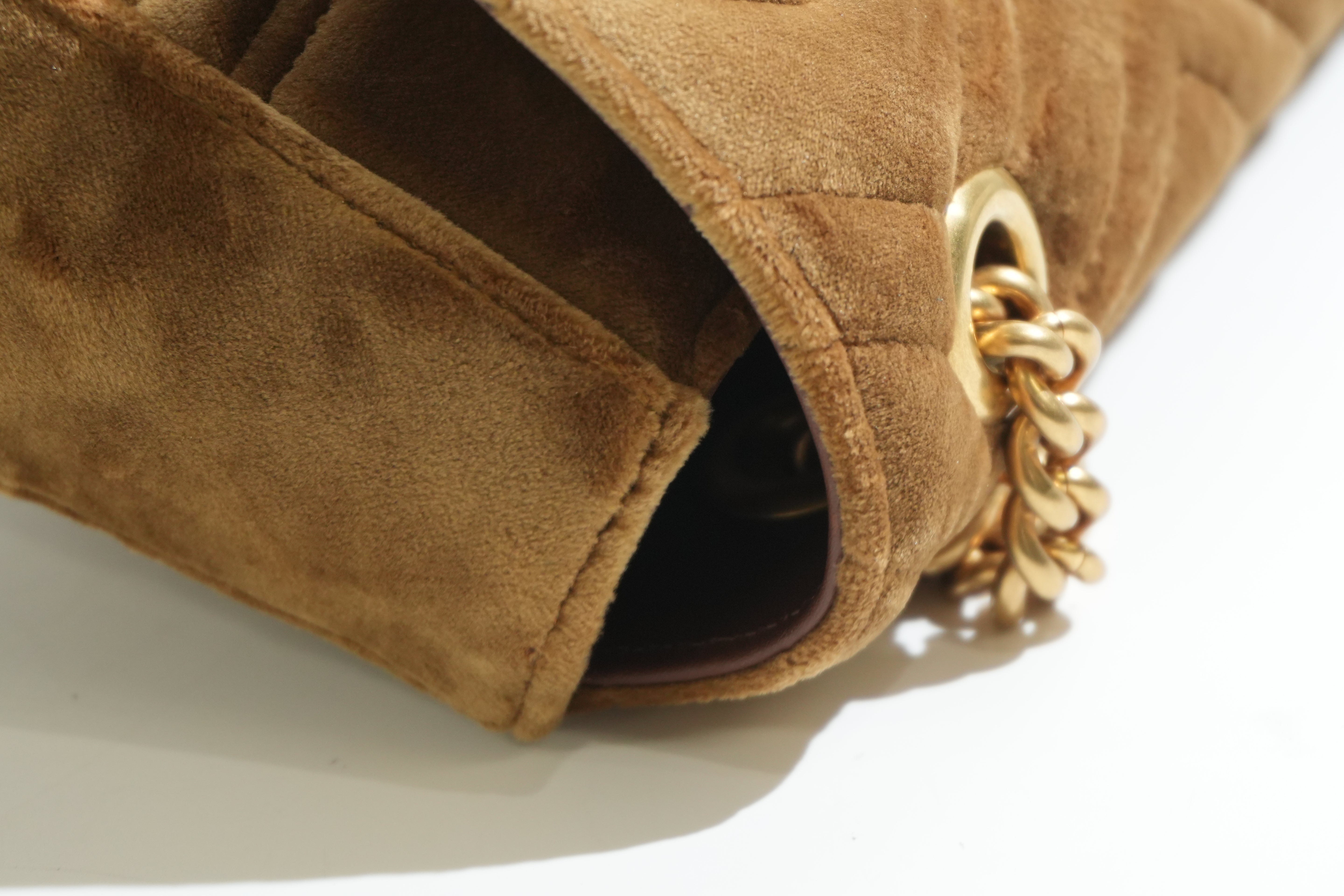 Pre-owned Gucci Velvet Marmont Crossbody Bag Green