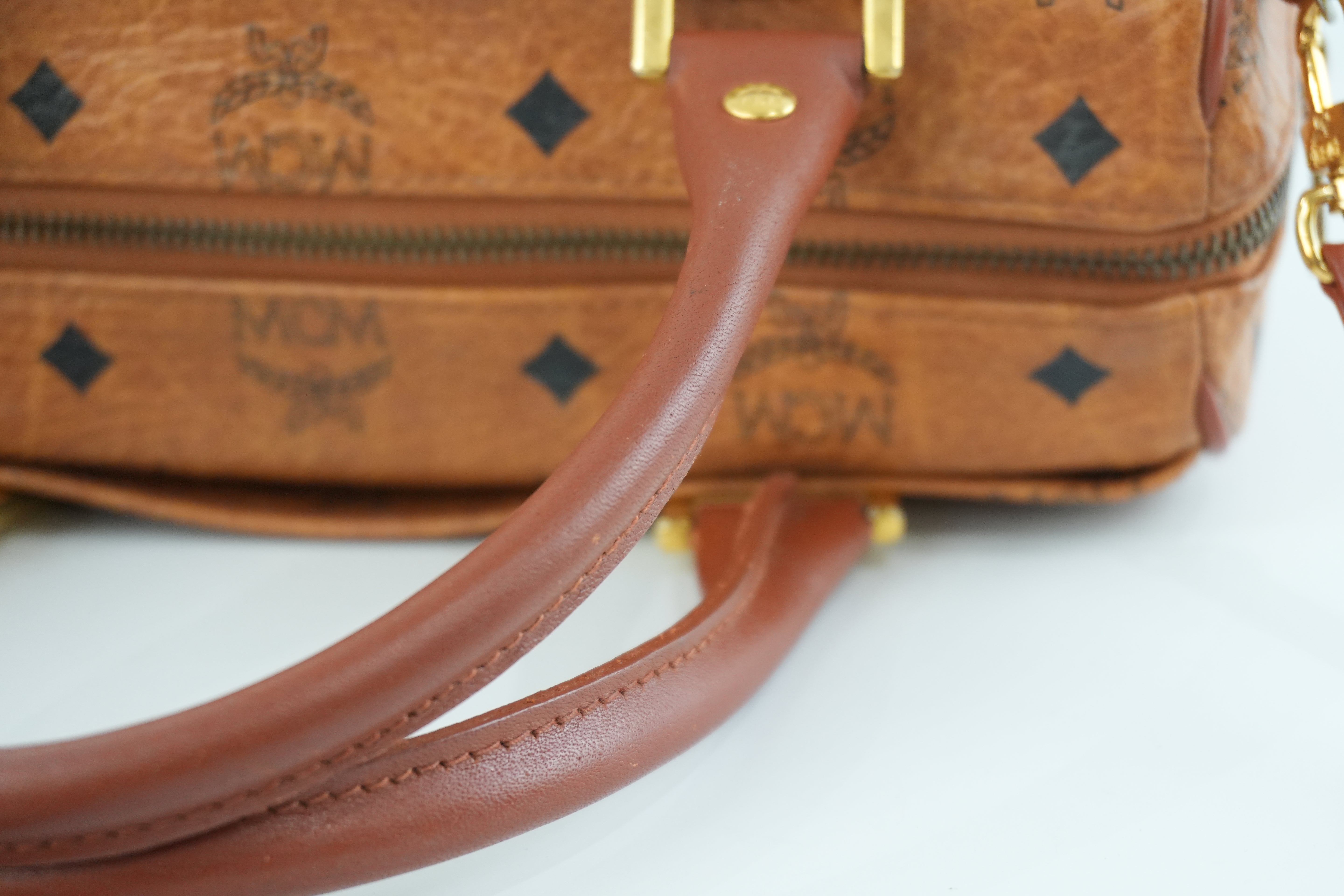 MCM Small Boston Bag Cognac Used