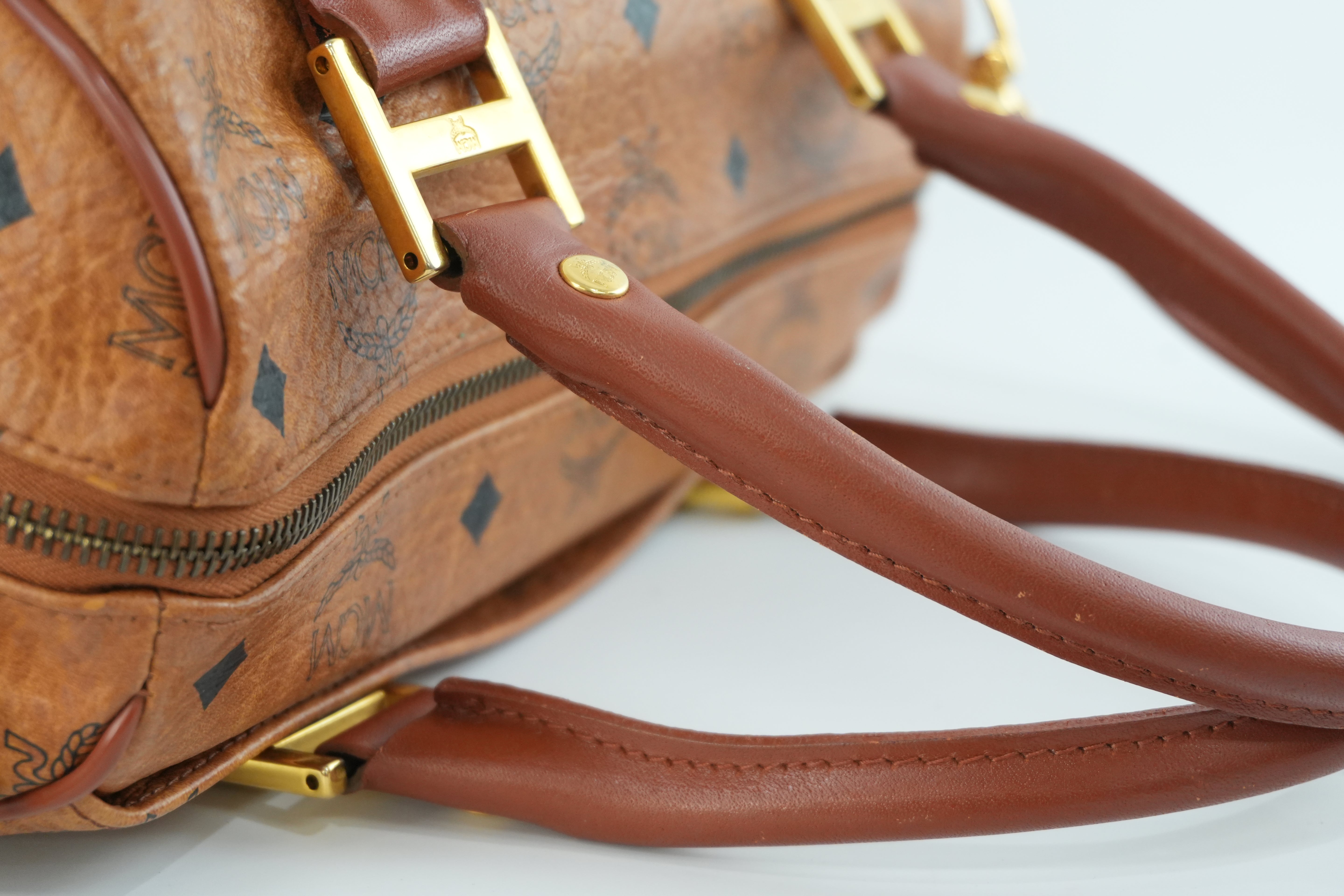 MCM Small Boston Bag Cognac Used