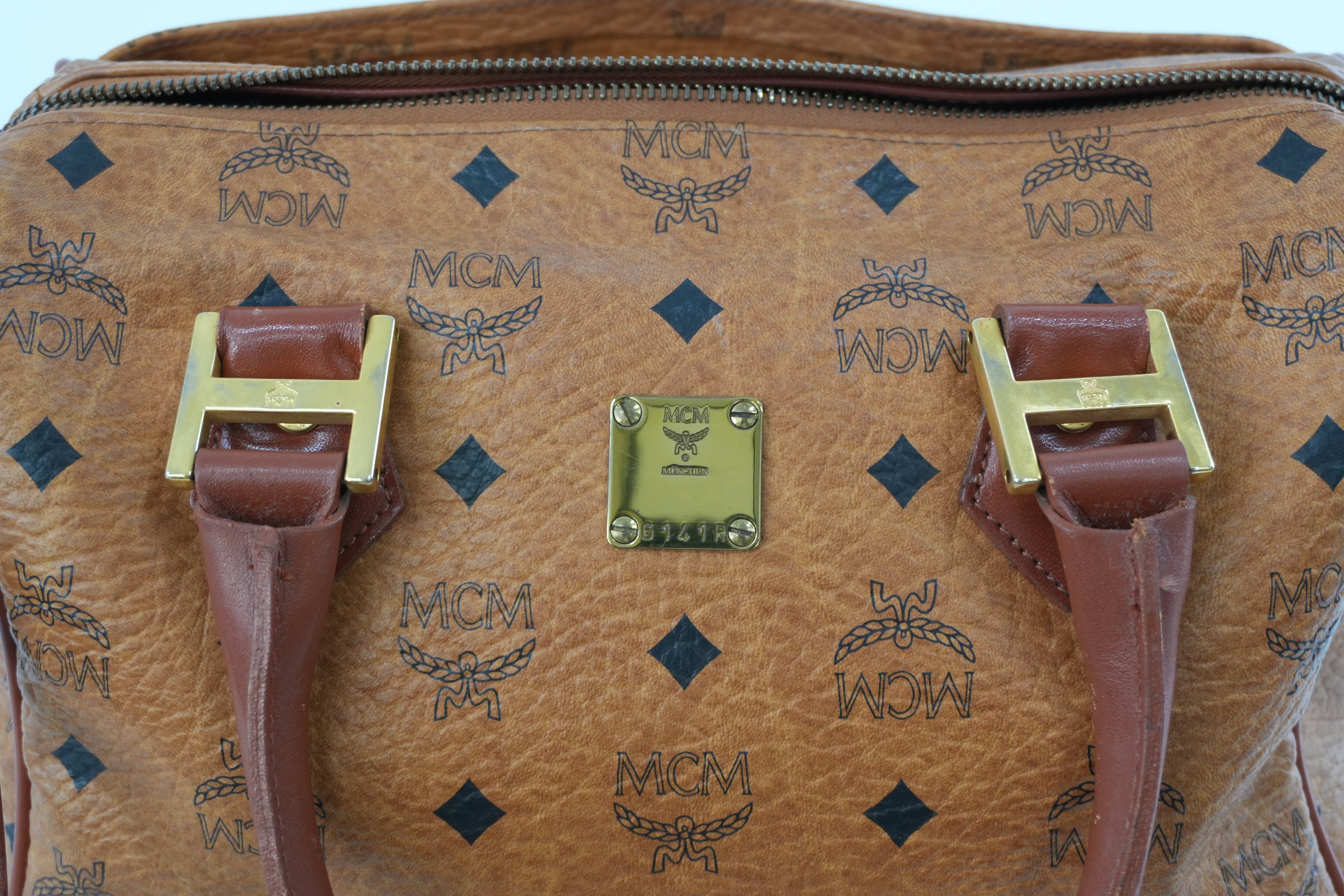 MCM Small Boston Bag Cognac Used