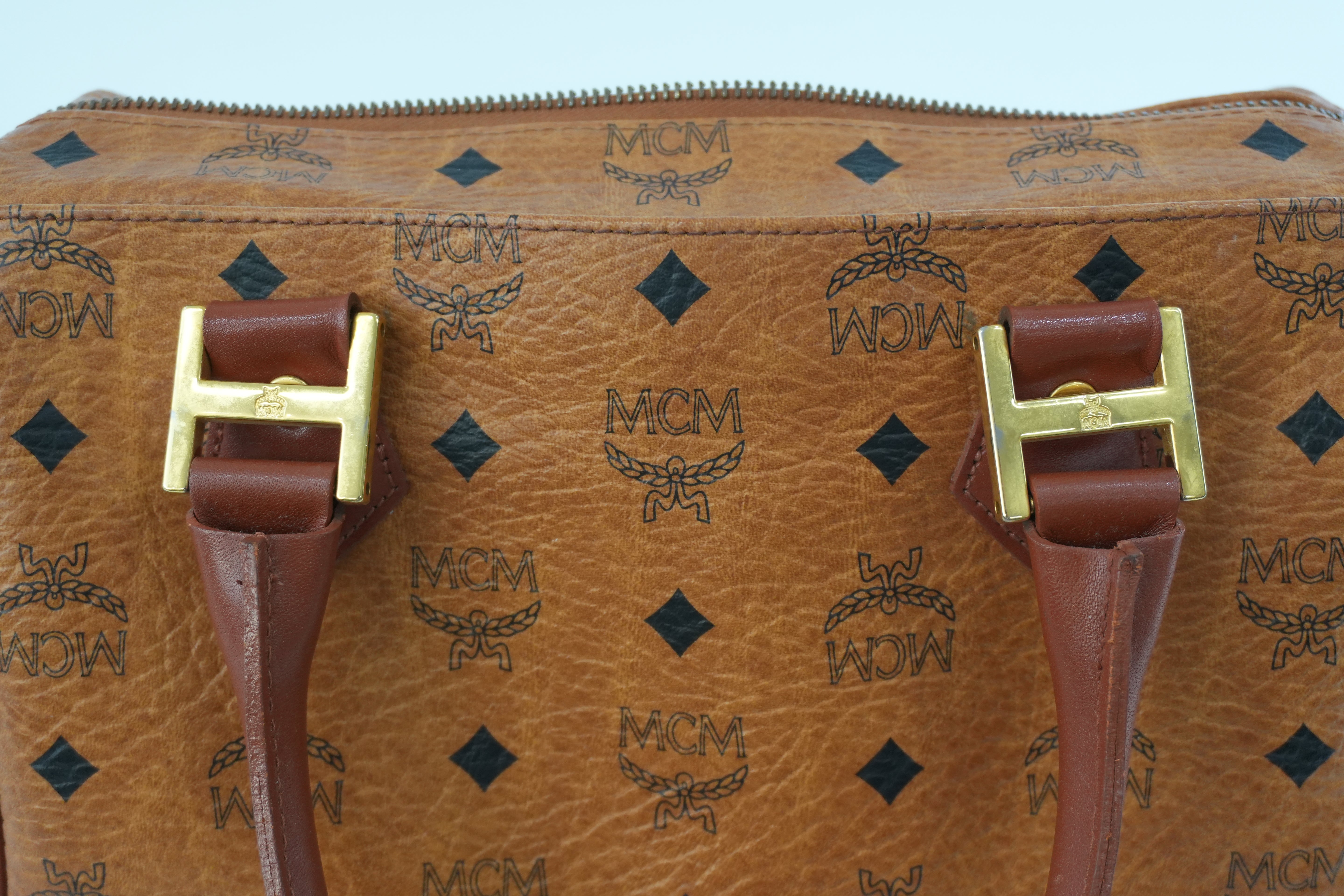 MCM Small Boston Bag Cognac Used