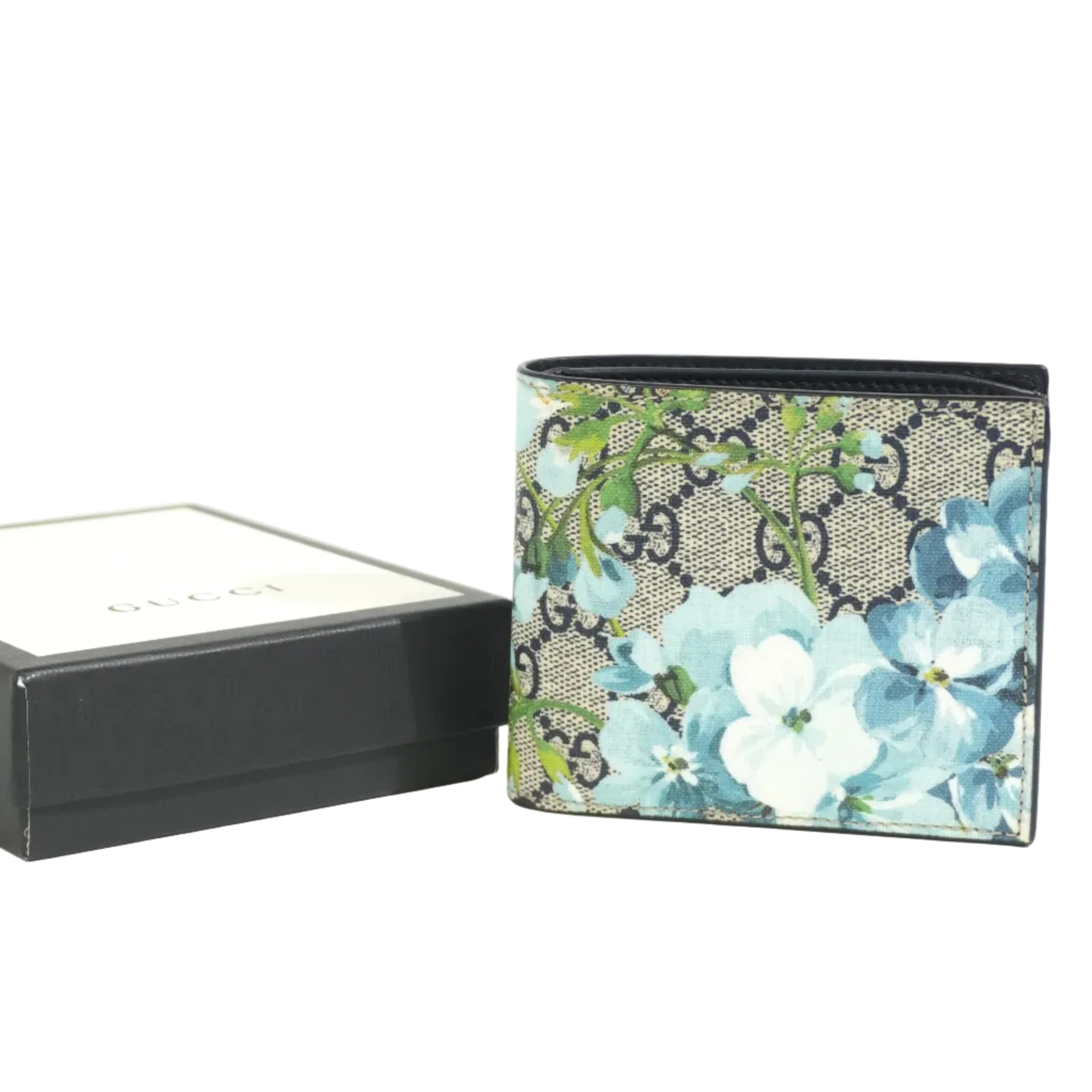 Pre-owned Gucci Blooms Bilfold Wallet Blue