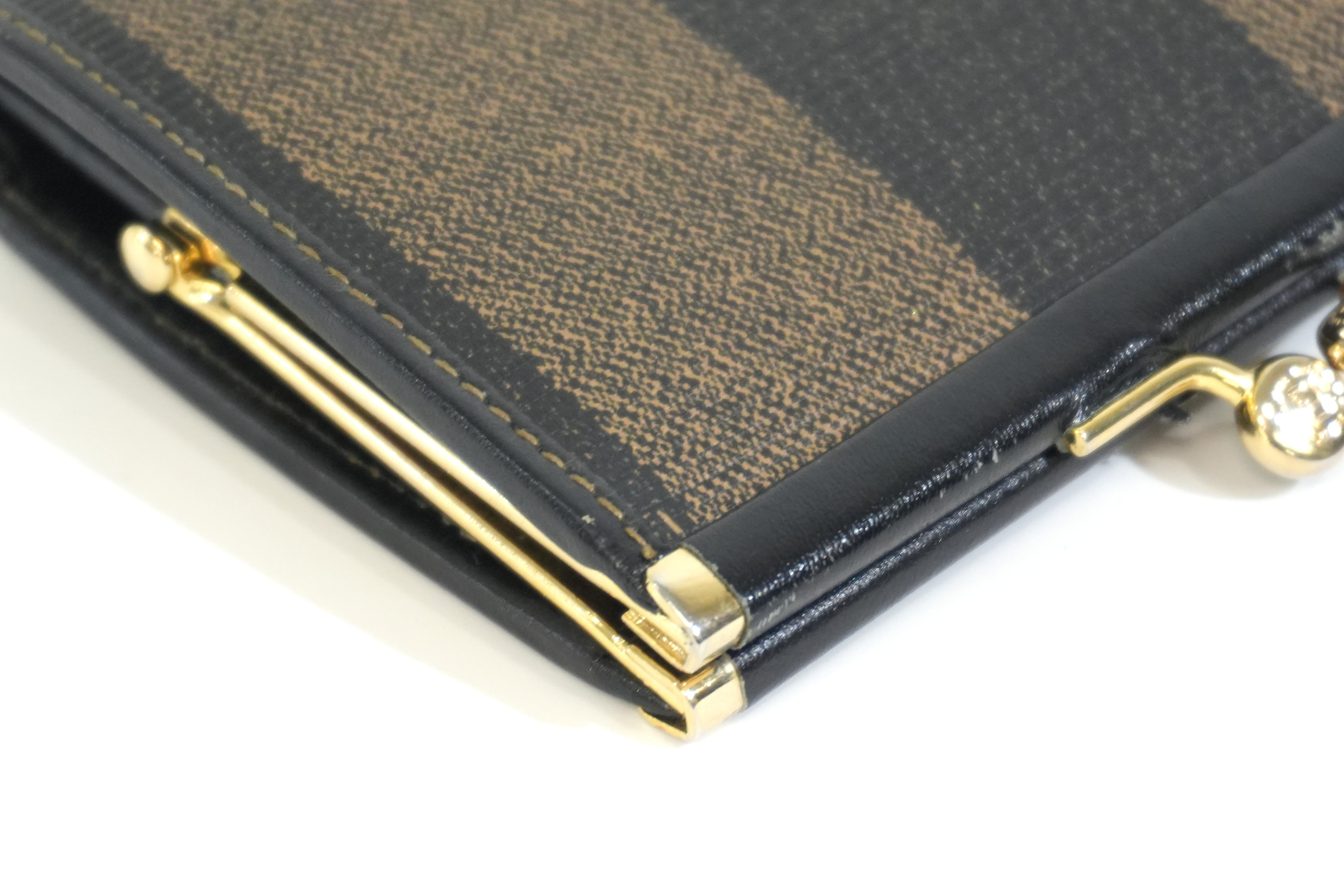 Pre-owned Fendi Pequin Coin Case Brown