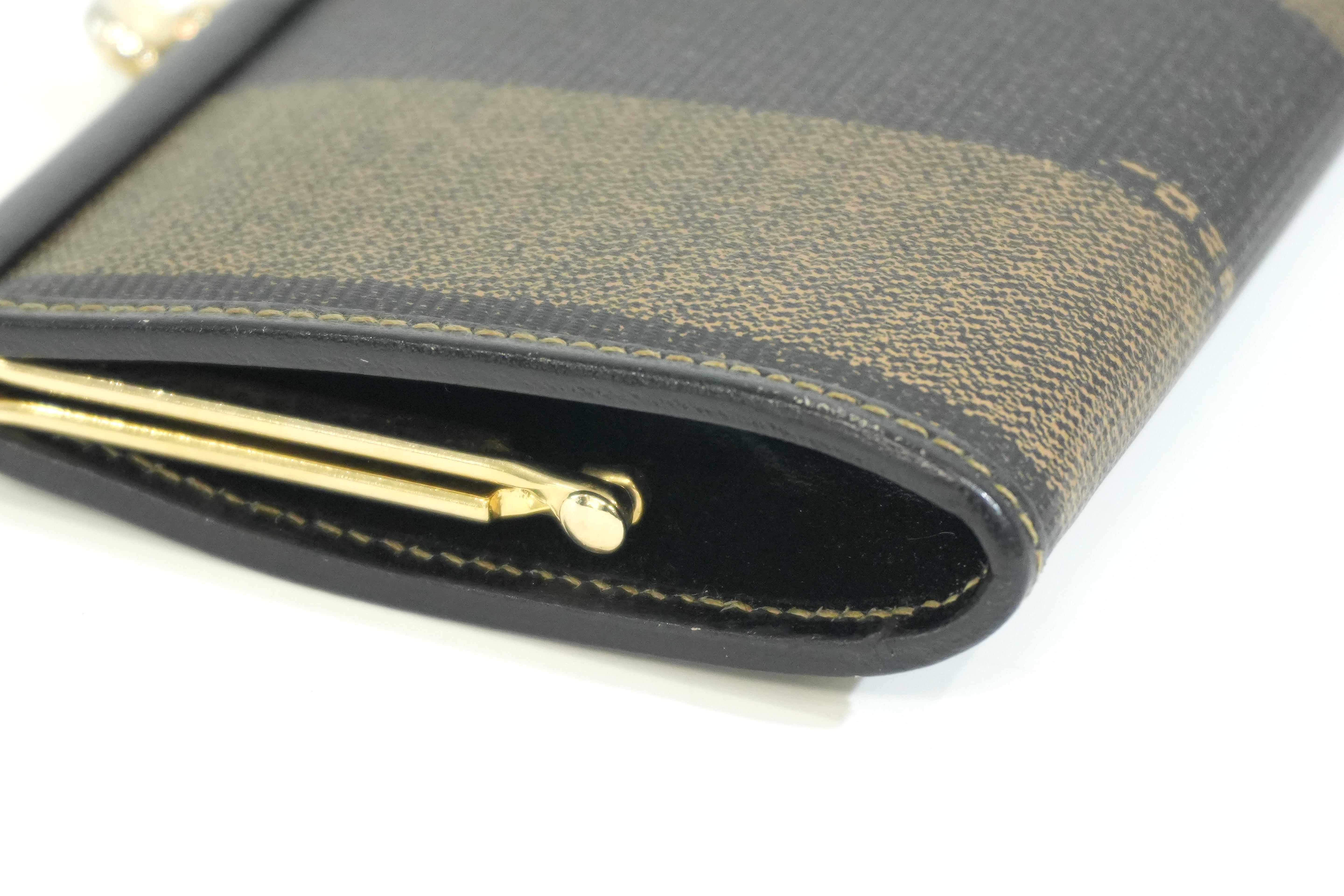 Pre-owned Fendi Pequin Coin Case Brown