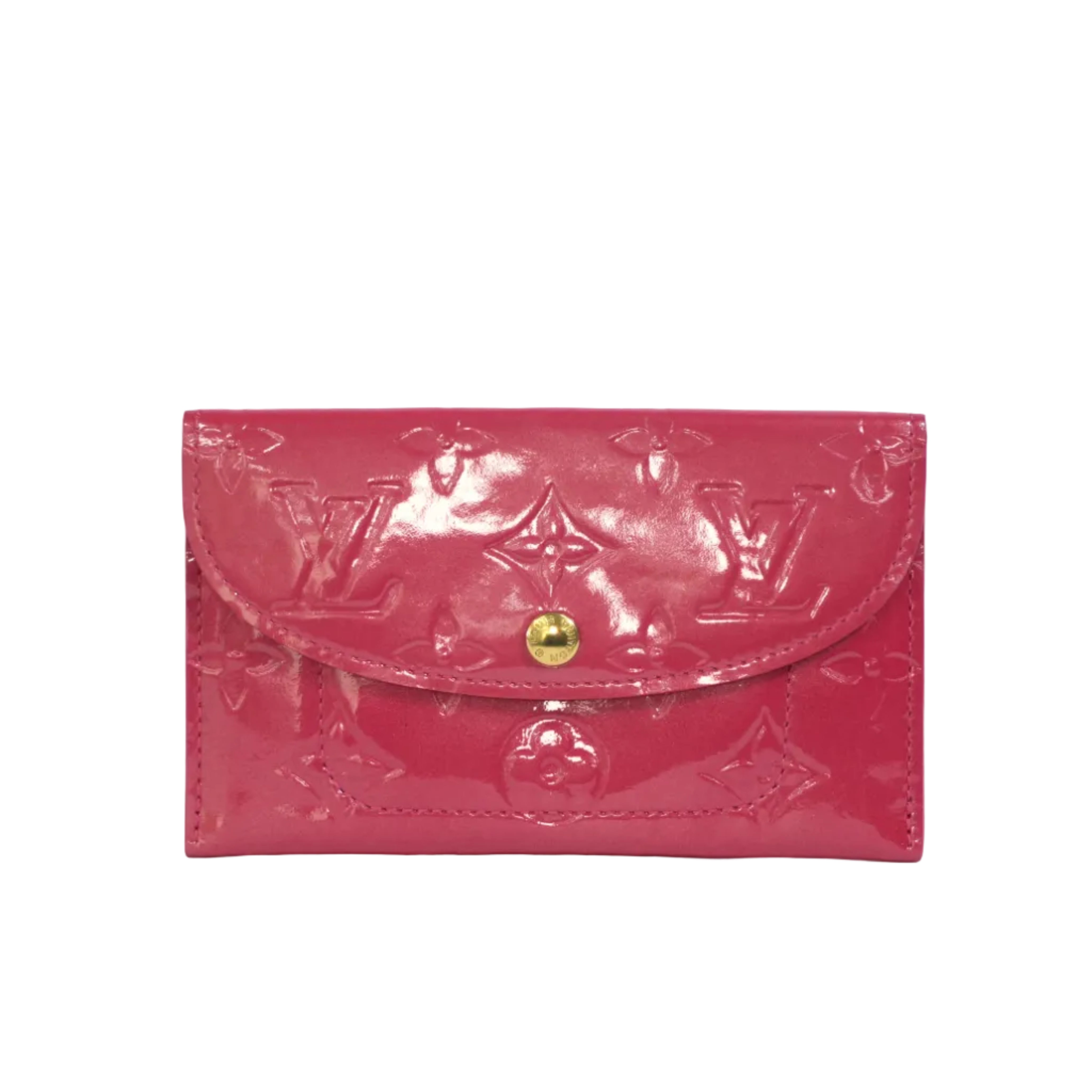 Pre-owned Louis Vuitton Vernis Envelope Plate Wallet Pink