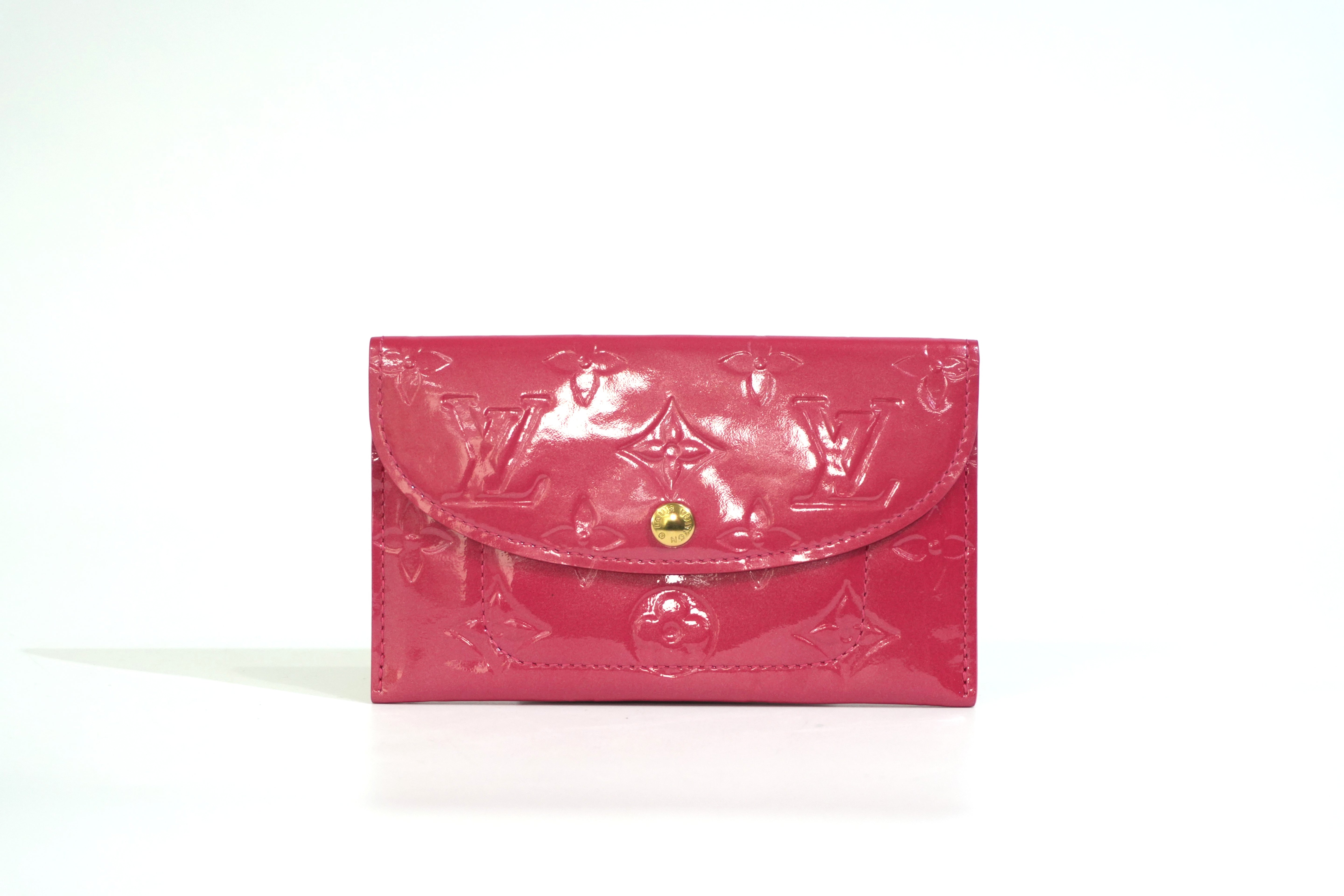 Pre-owned Louis Vuitton Vernis Envelope Plate Wallet Pink