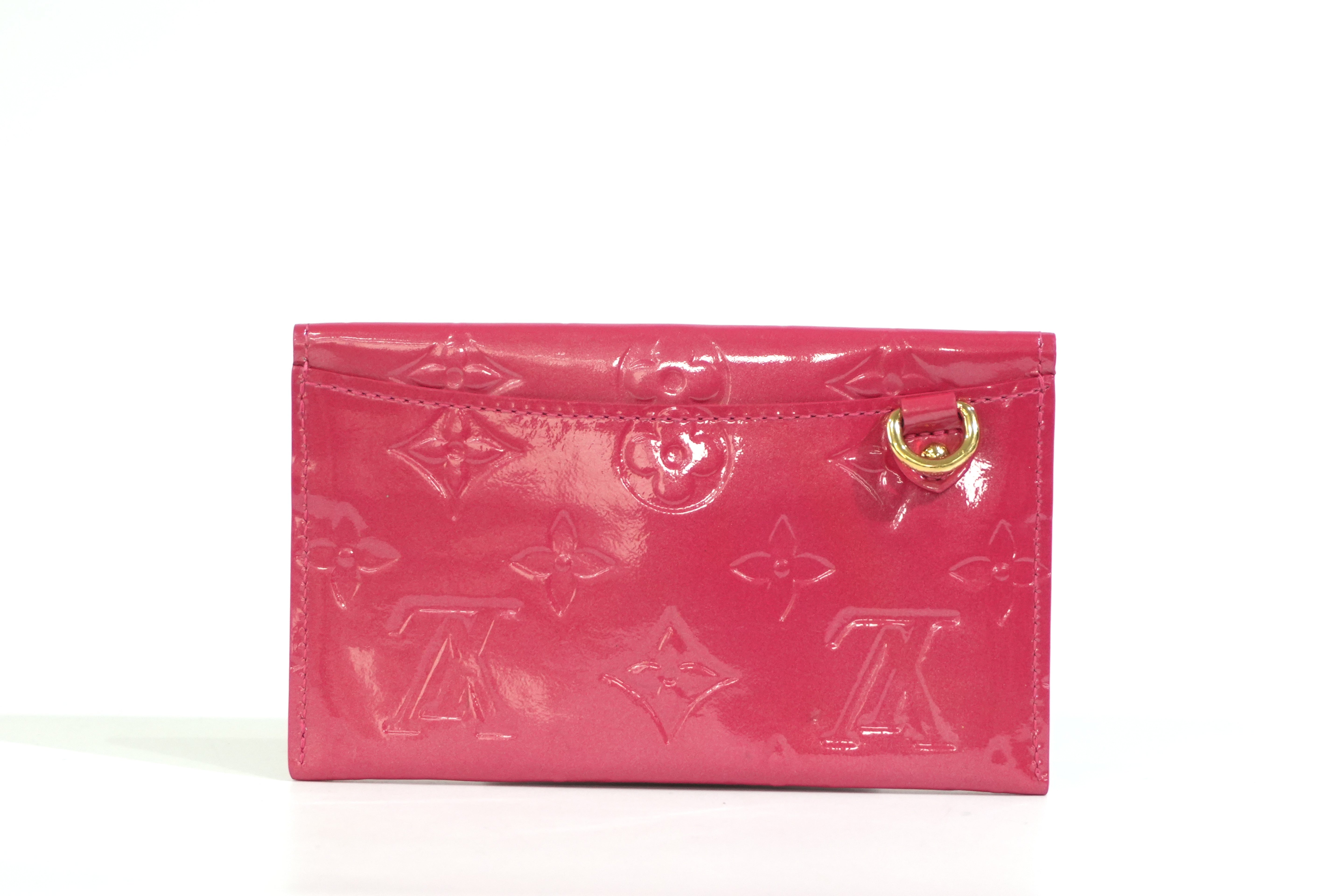 Pre-owned Louis Vuitton Vernis Envelope Plate Wallet Pink