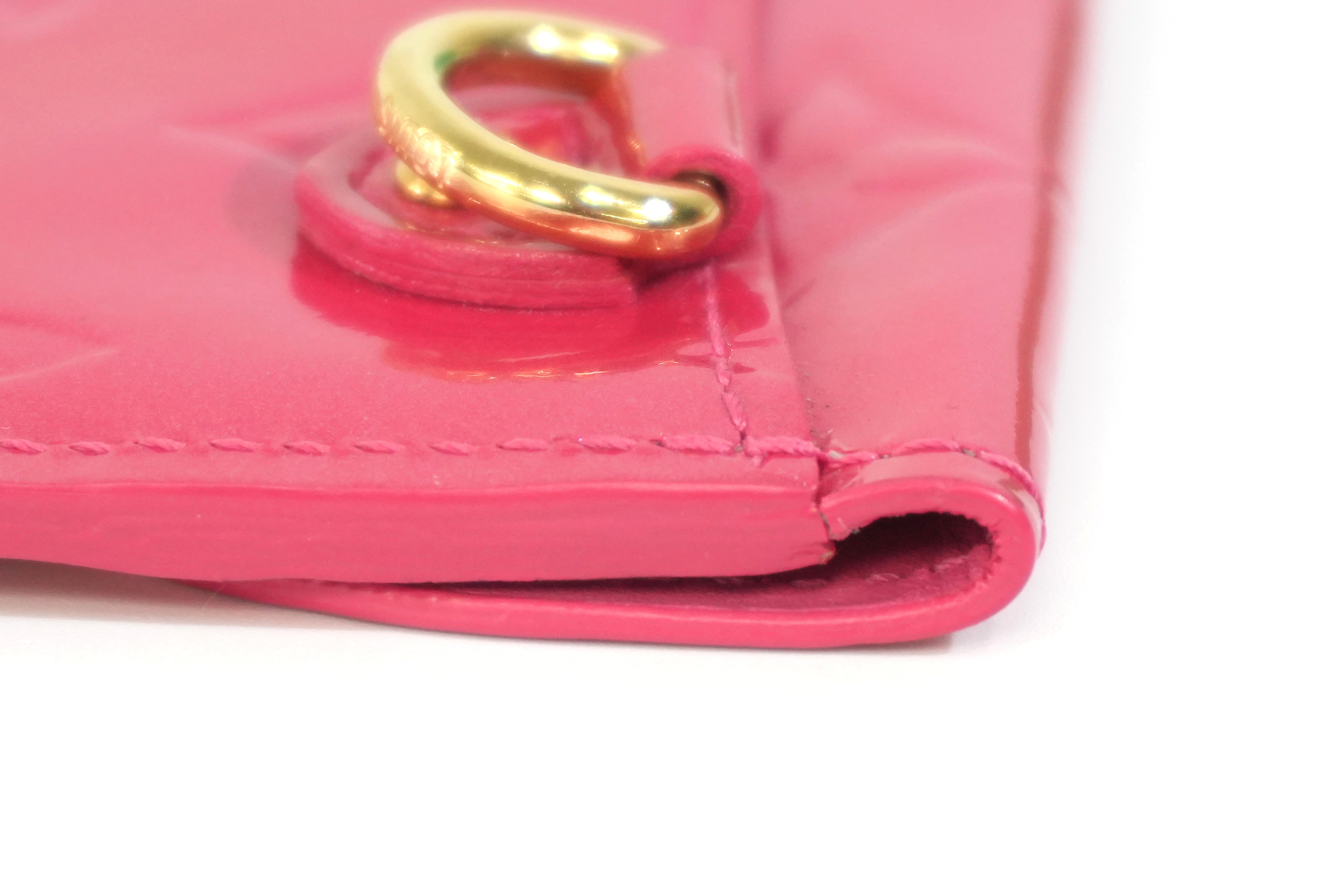 Pre-owned Louis Vuitton Vernis Envelope Plate Wallet Pink