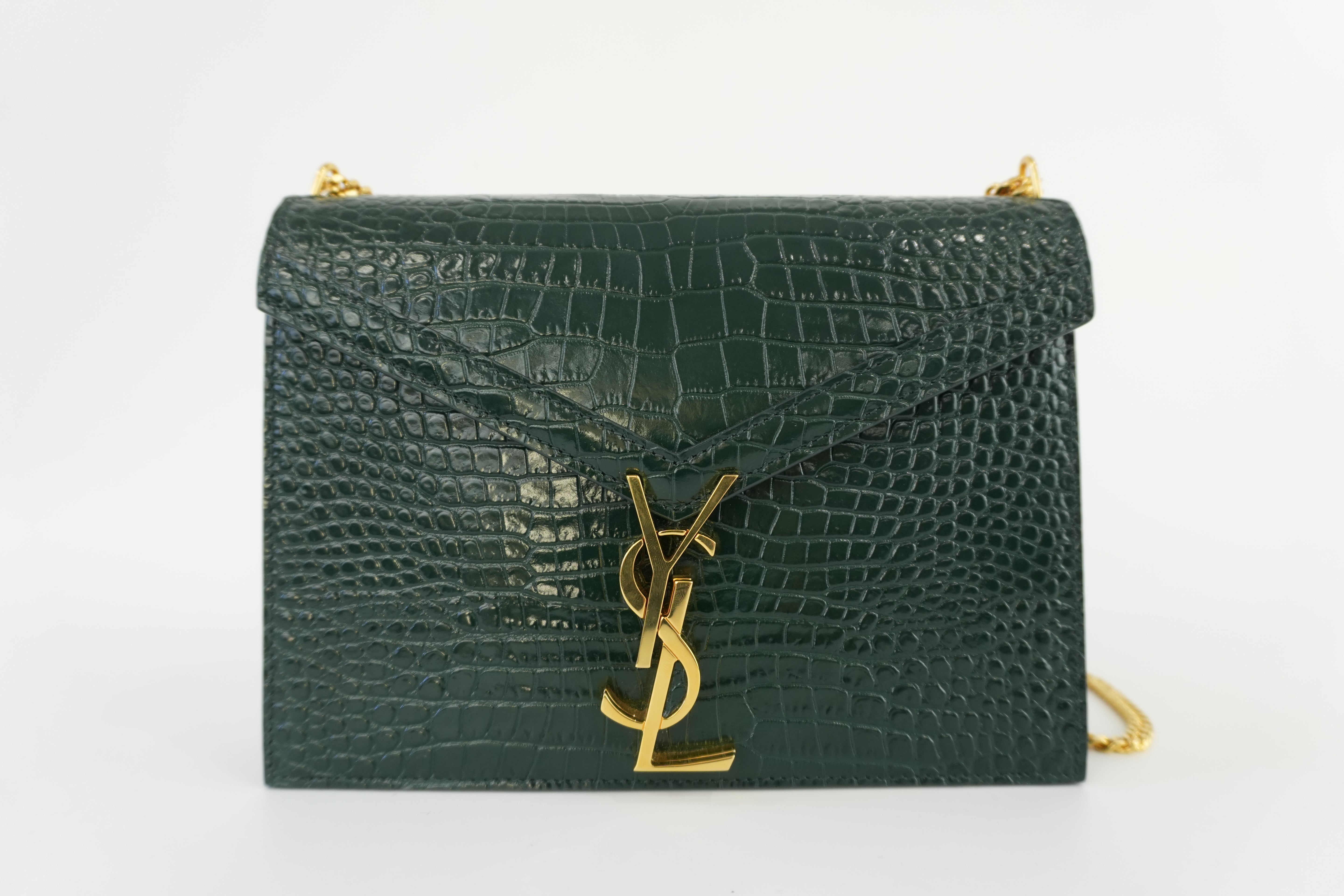 Saint Laurent Cassandra Medium in Croc-Embossed Leather with Chain Strap Used