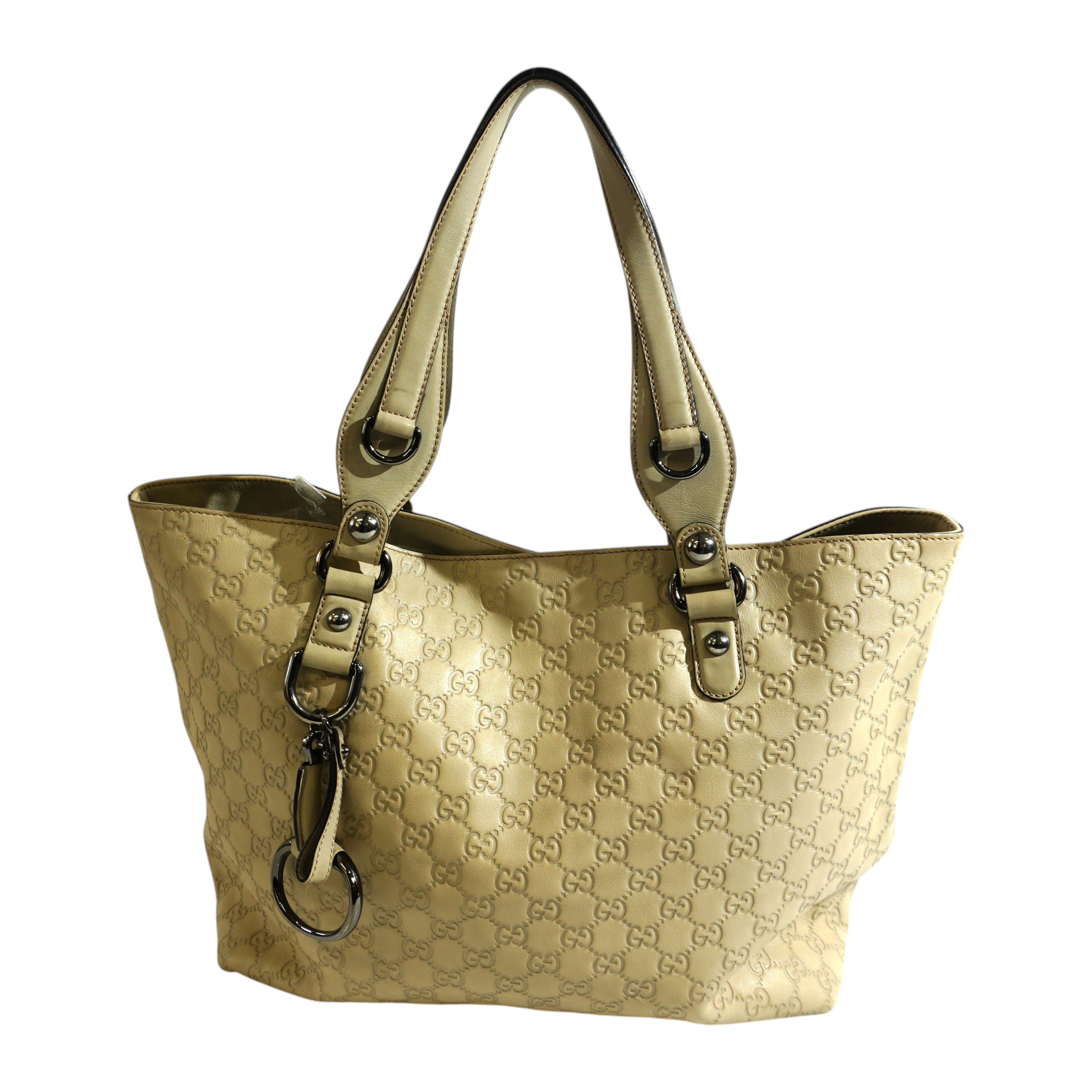 Pre-owned Gucci Guccisima Icon Bit Tote Bag Ivory