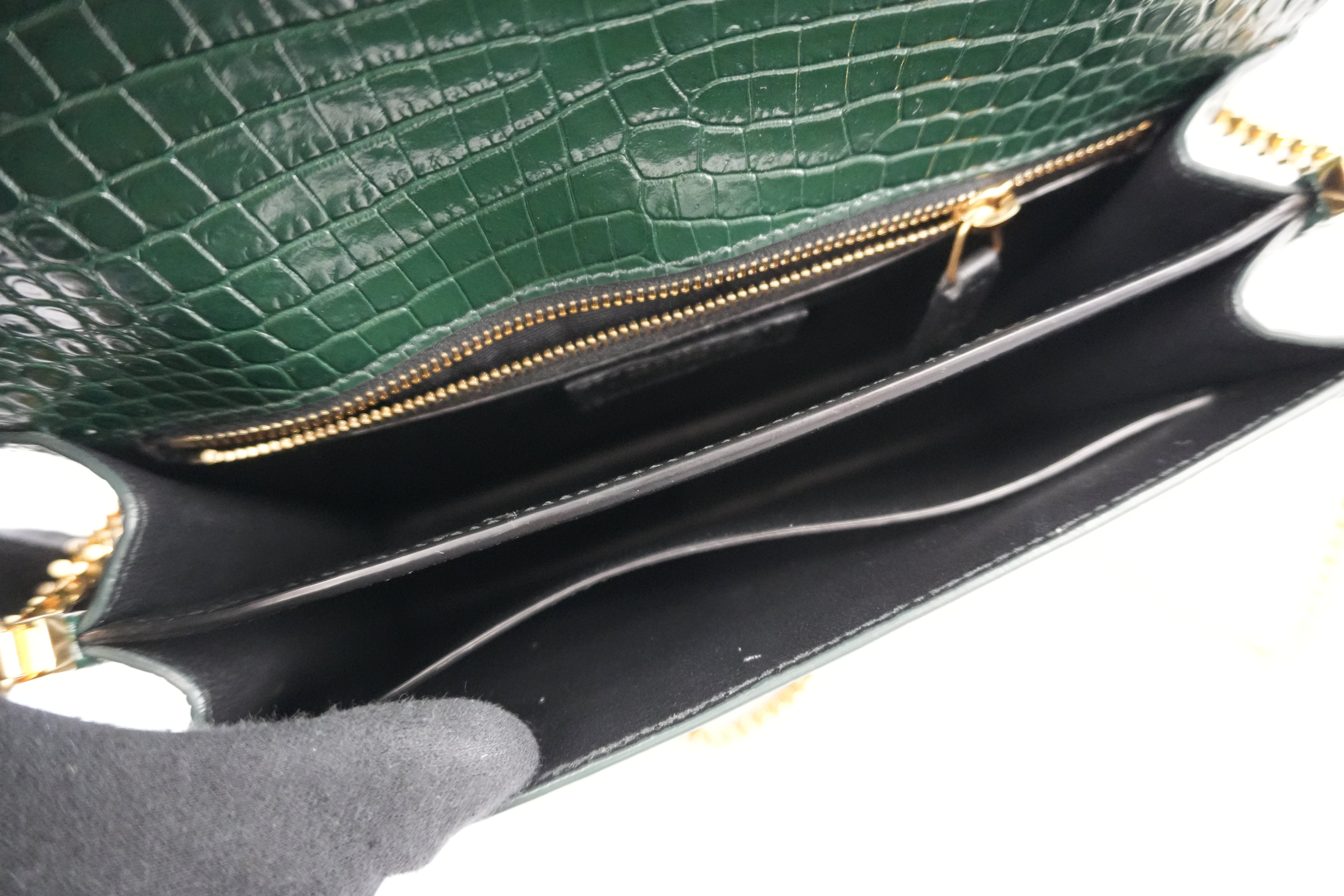 Saint Laurent Cassandra Medium in Croc-Embossed Leather with Chain Strap Used