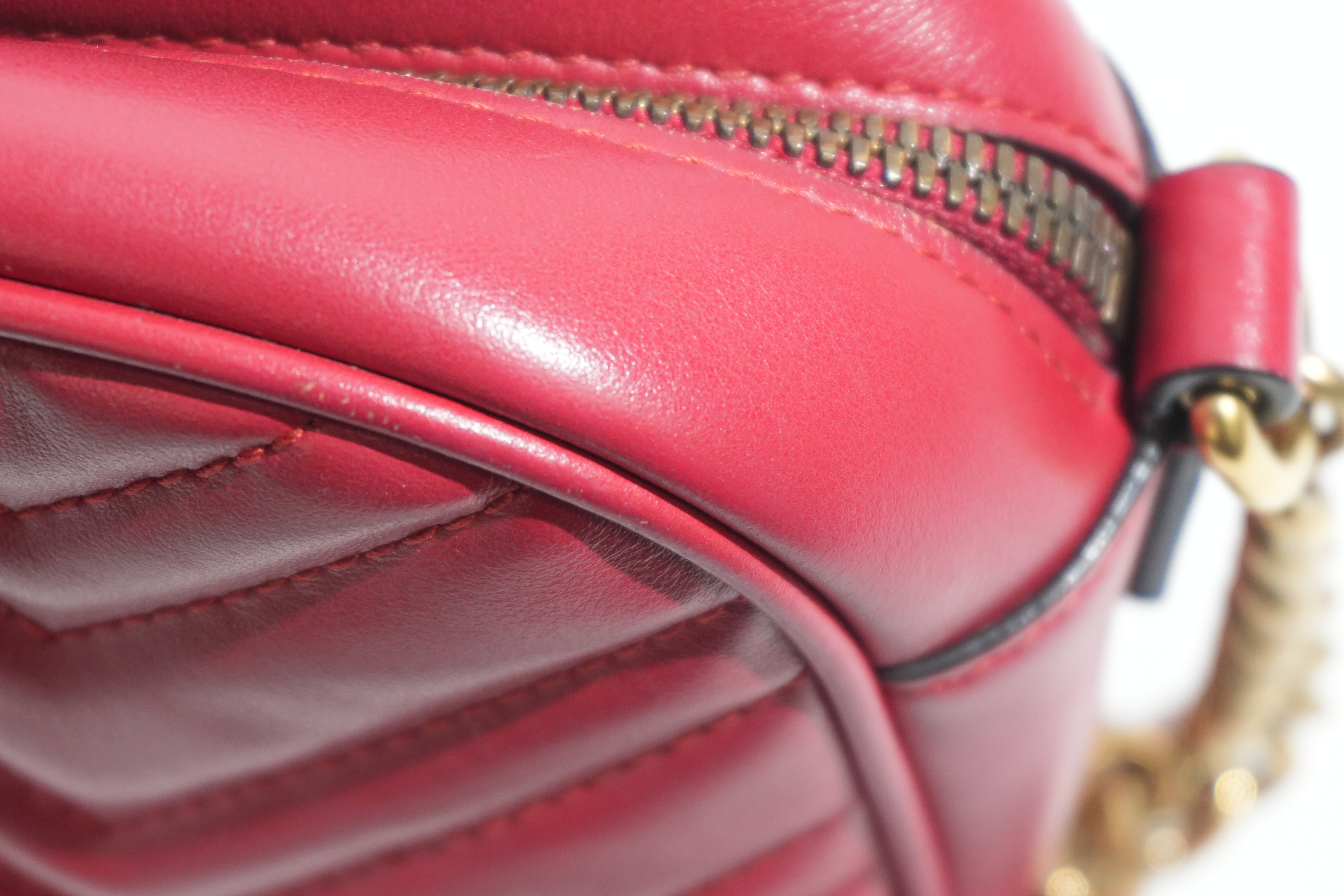 Pre-owned Gucci Marmont Chain Crossbody Bag Red