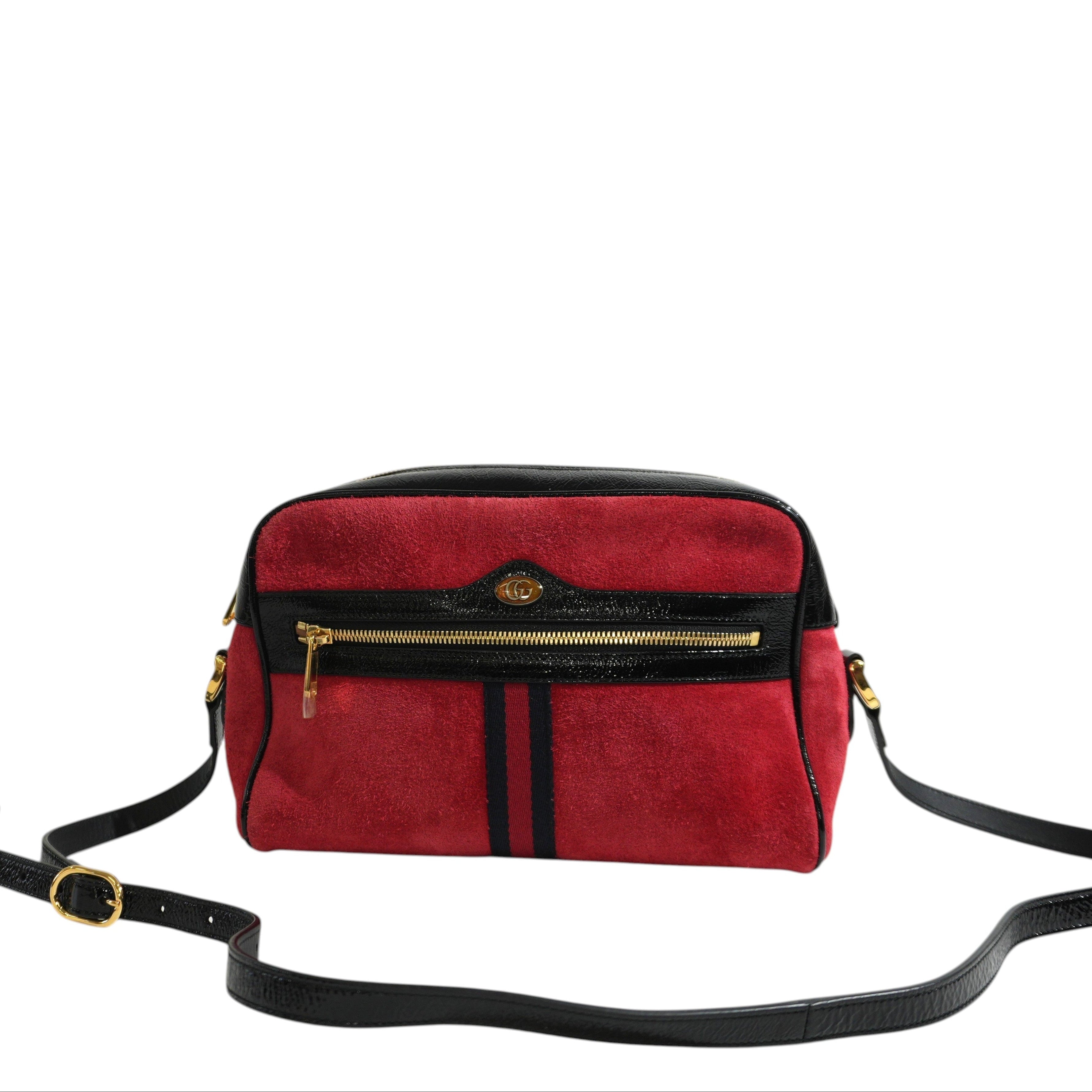 Pre-owned Gucci Suede Ophidia Crossbody Bag Red