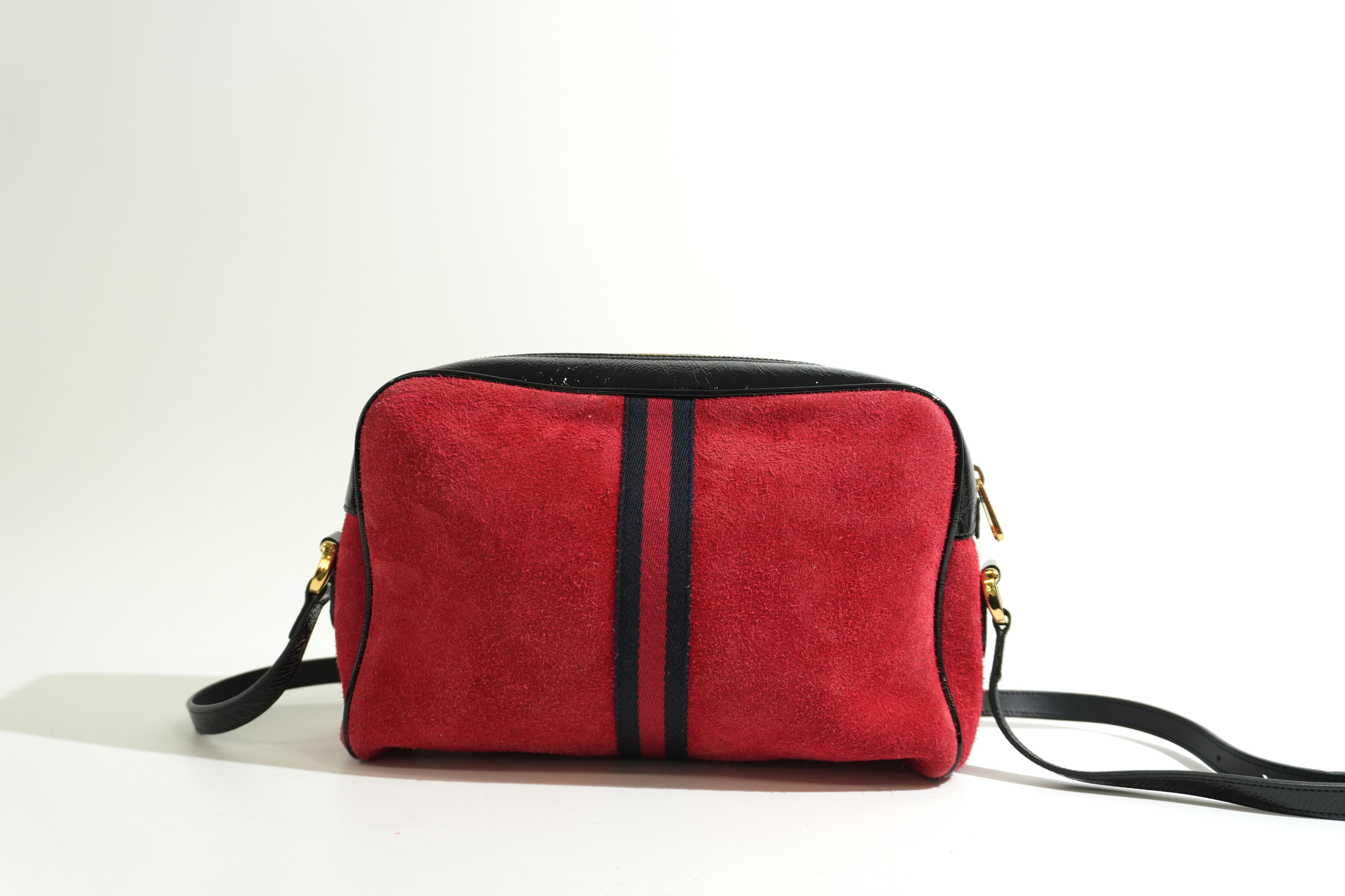 Pre-owned Gucci Suede Ophidia Crossbody Bag Red