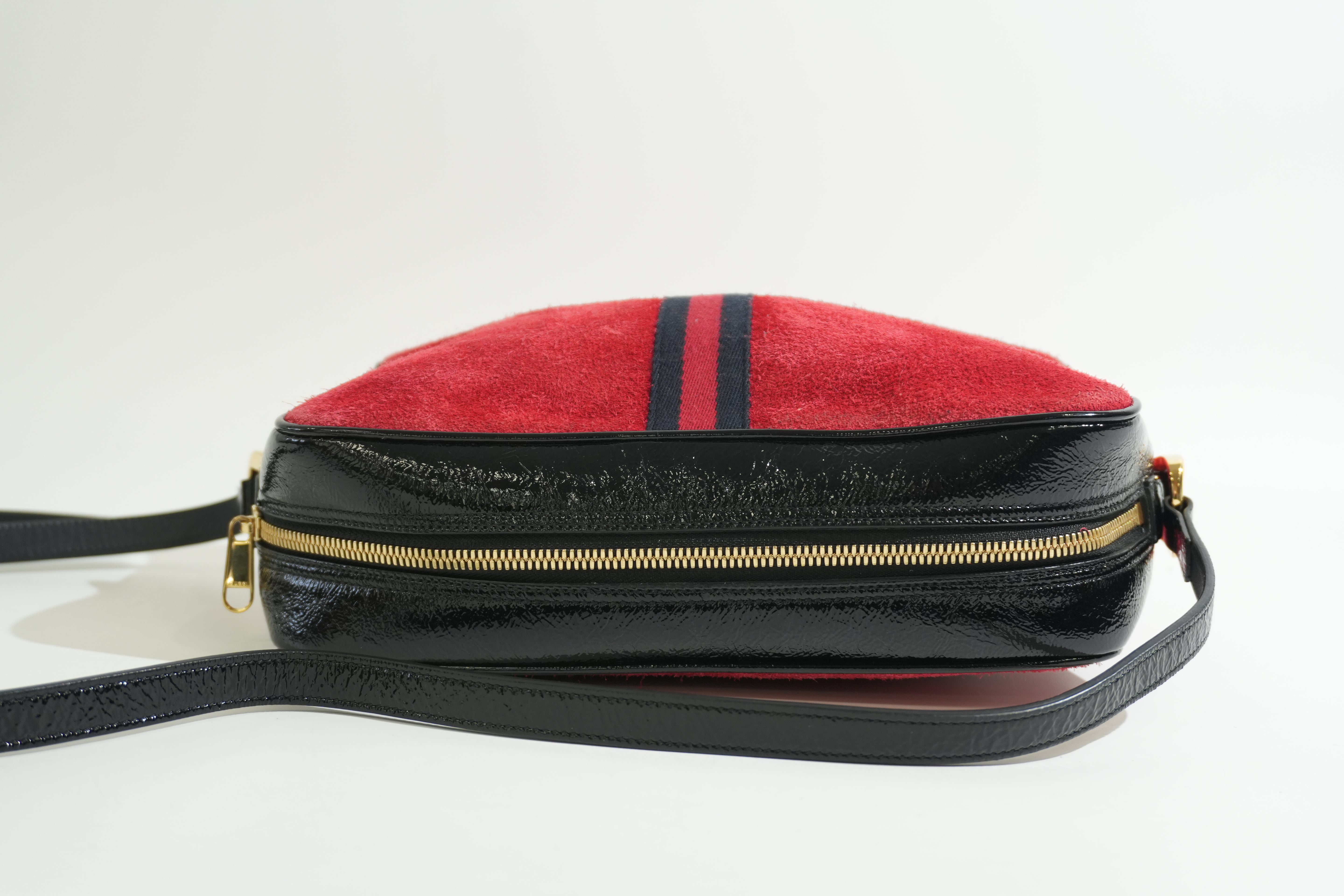 Pre-owned Gucci Suede Ophidia Crossbody Bag Red