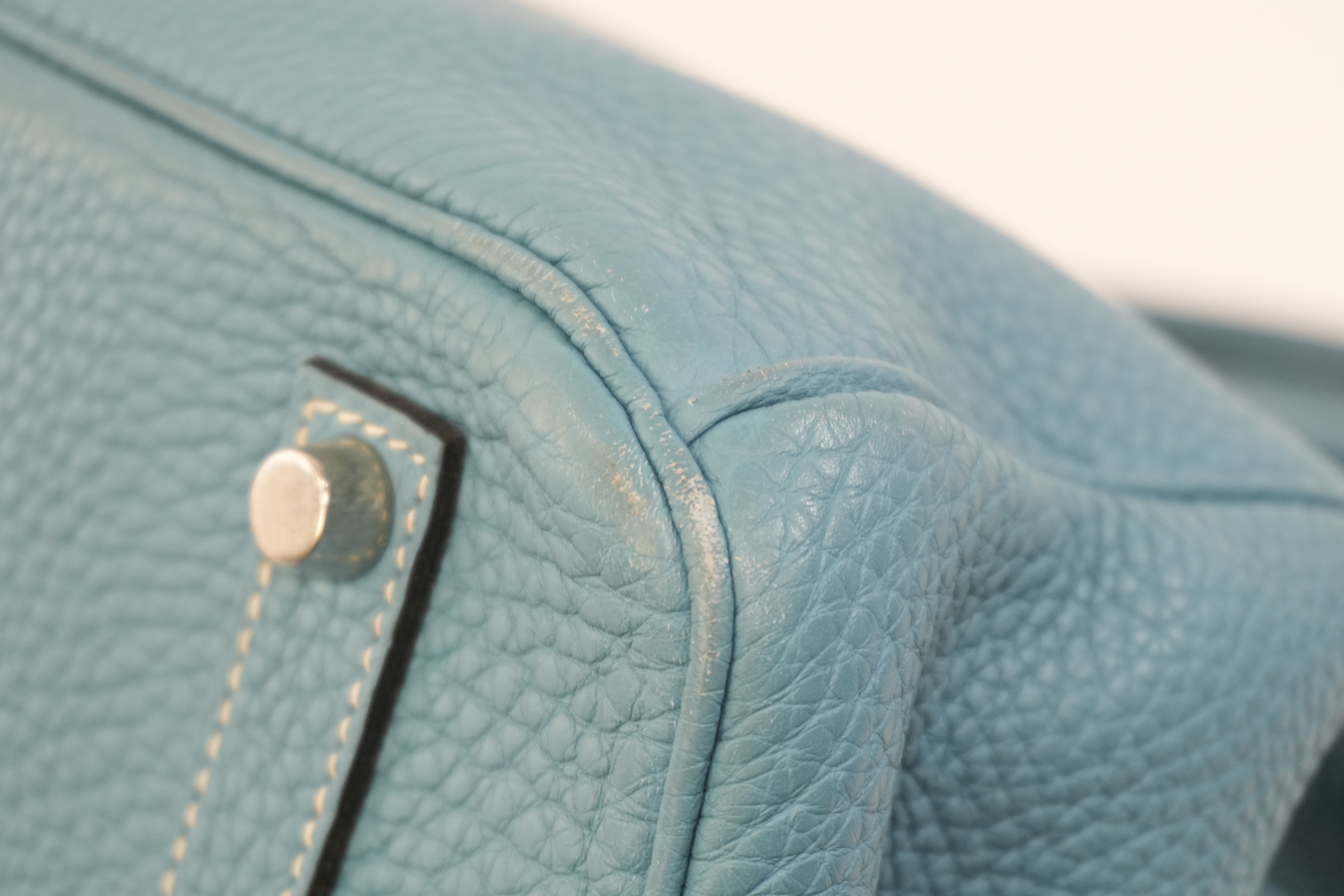 Pre-owned Hermes Togo Leather Birkin 35 Blue Jean