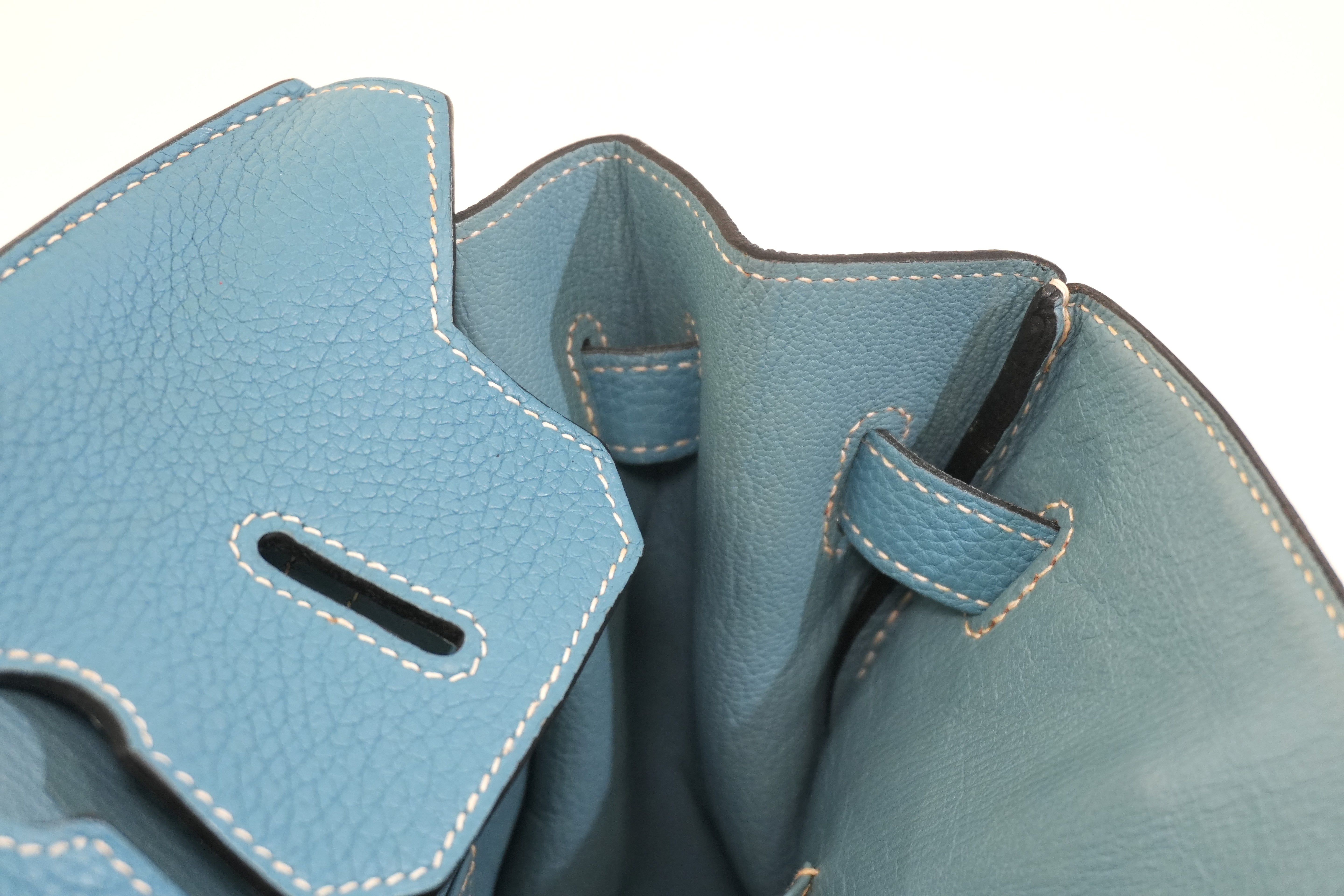 Pre-owned Hermes Togo Leather Birkin 35 Blue Jean