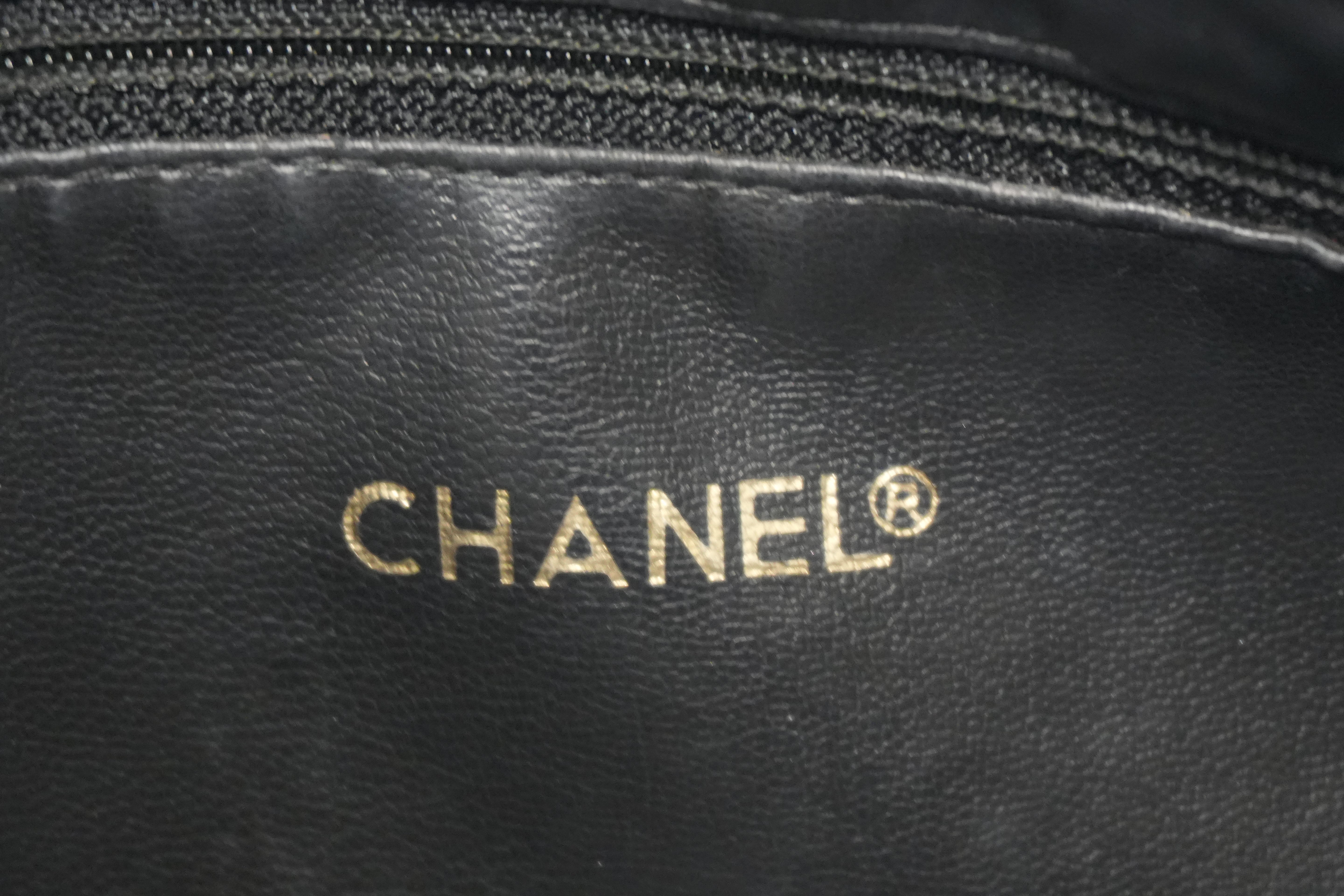 Pre-owned Chanel Lambskin Leather Huge Chain Tote Bag Black