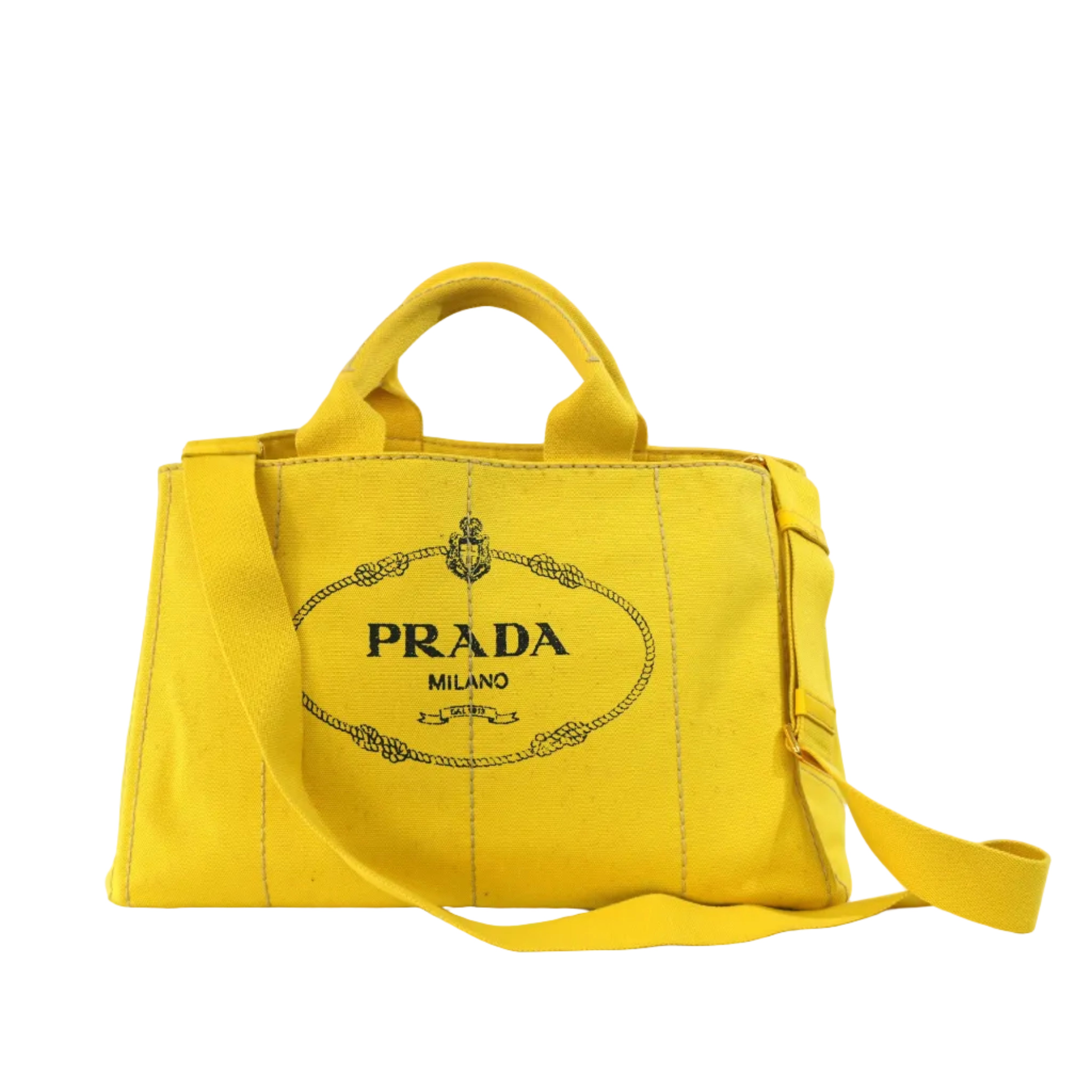 Pre-owned Prada Canapa Two Way Shoulder Bag Yellow