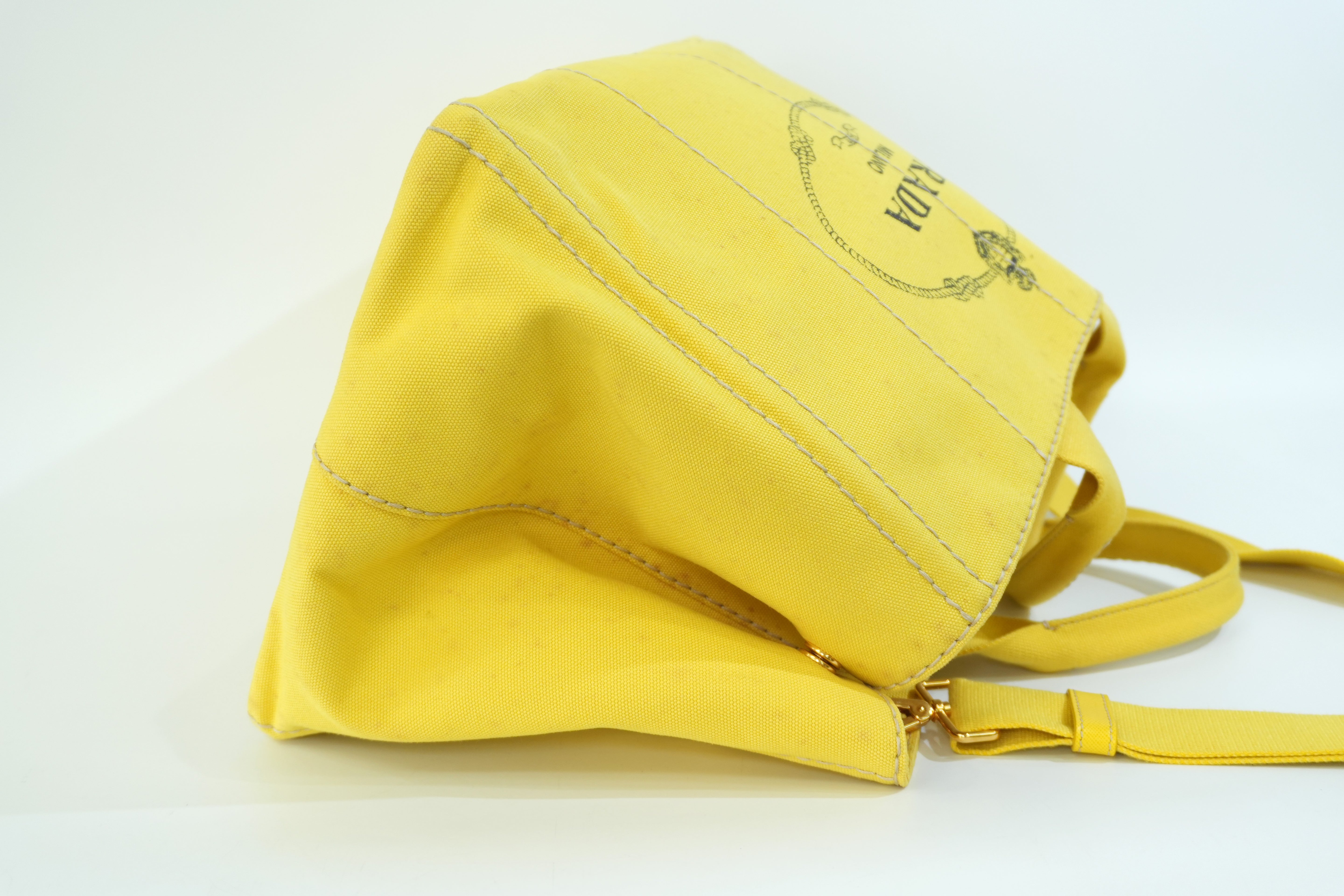 Pre-owned Prada Canapa Two Way Shoulder Bag Yellow