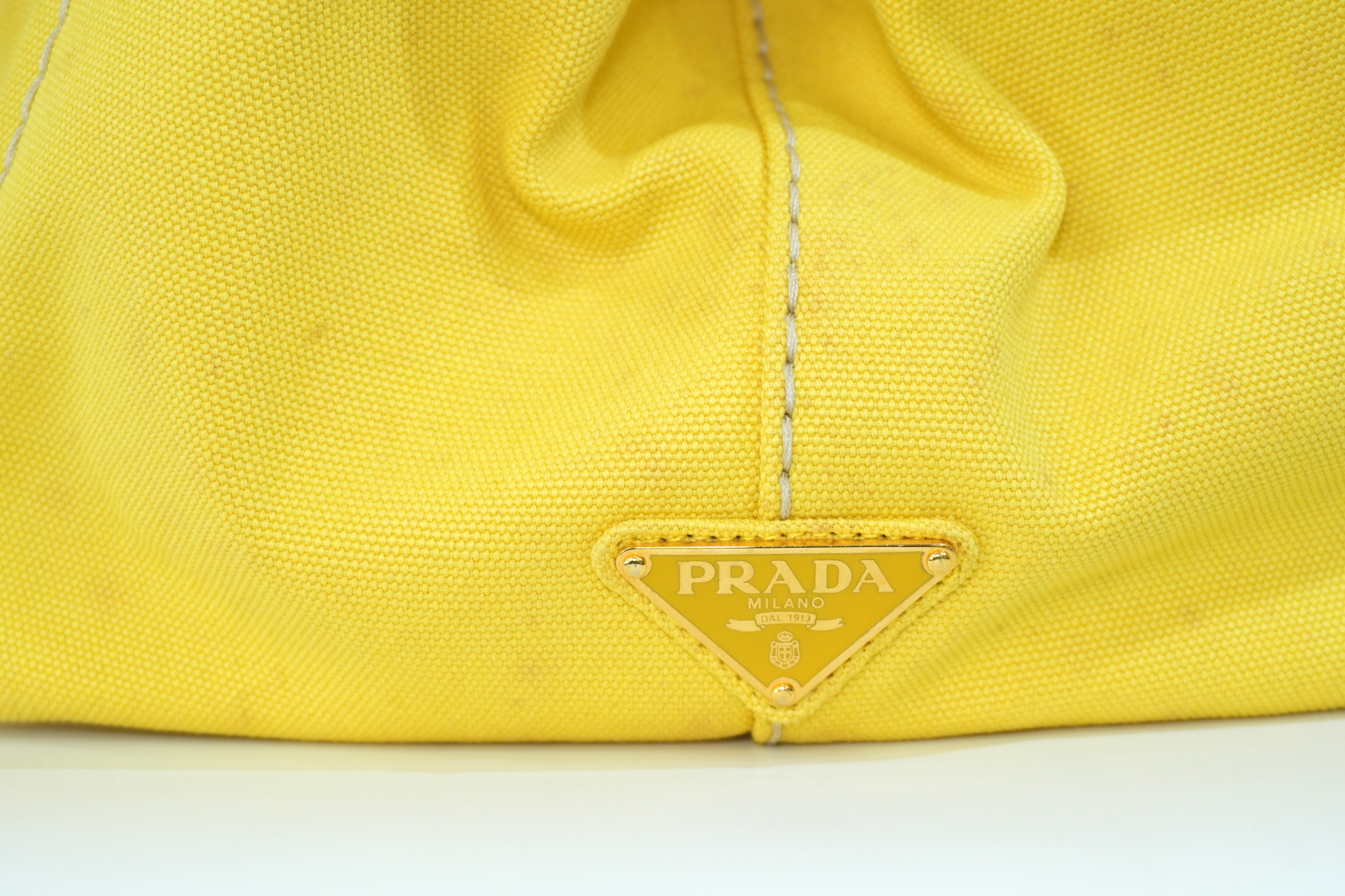 Pre-owned Prada Canapa Two Way Shoulder Bag Yellow