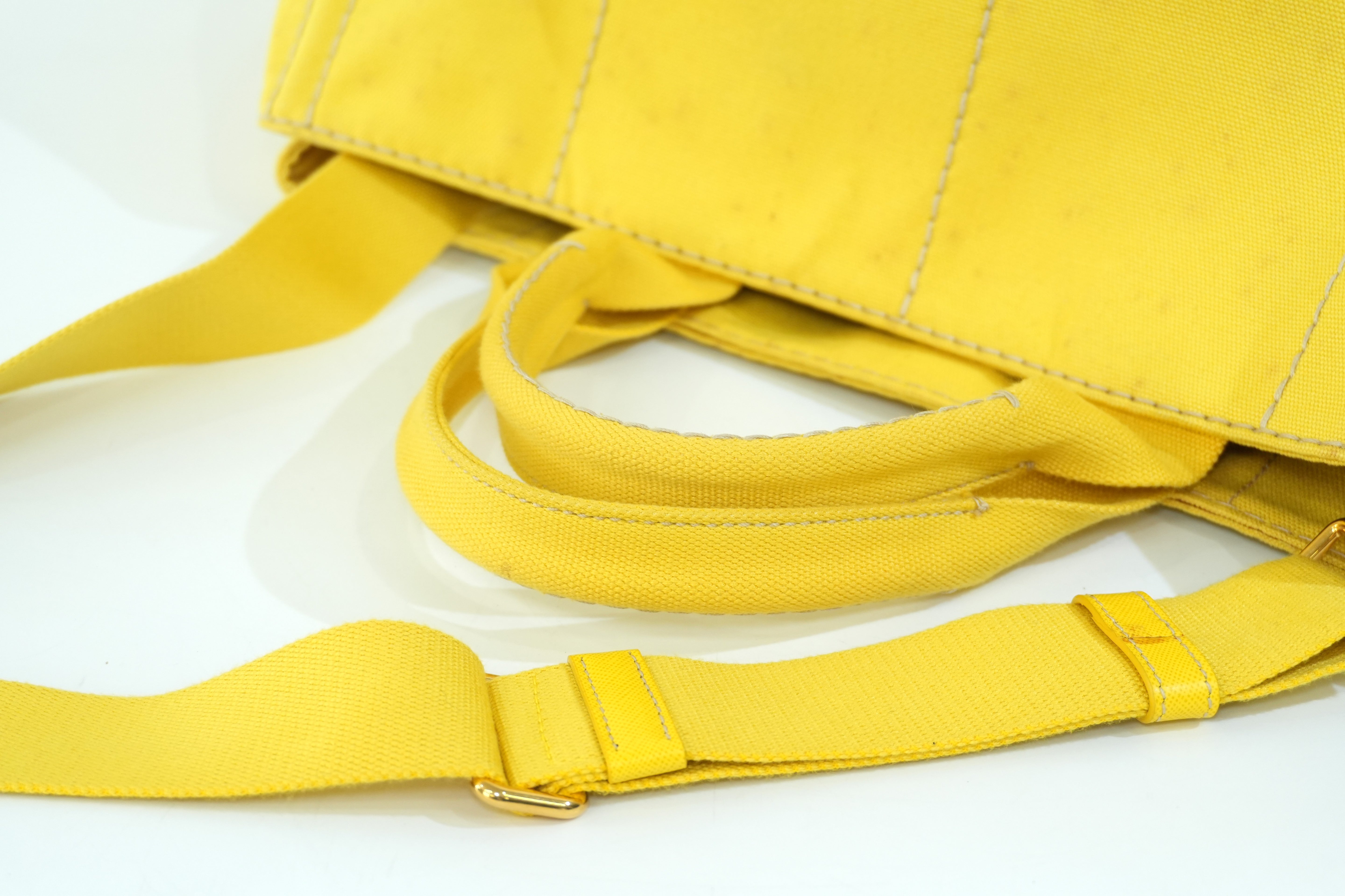 Pre-owned Prada Canapa Two Way Shoulder Bag Yellow