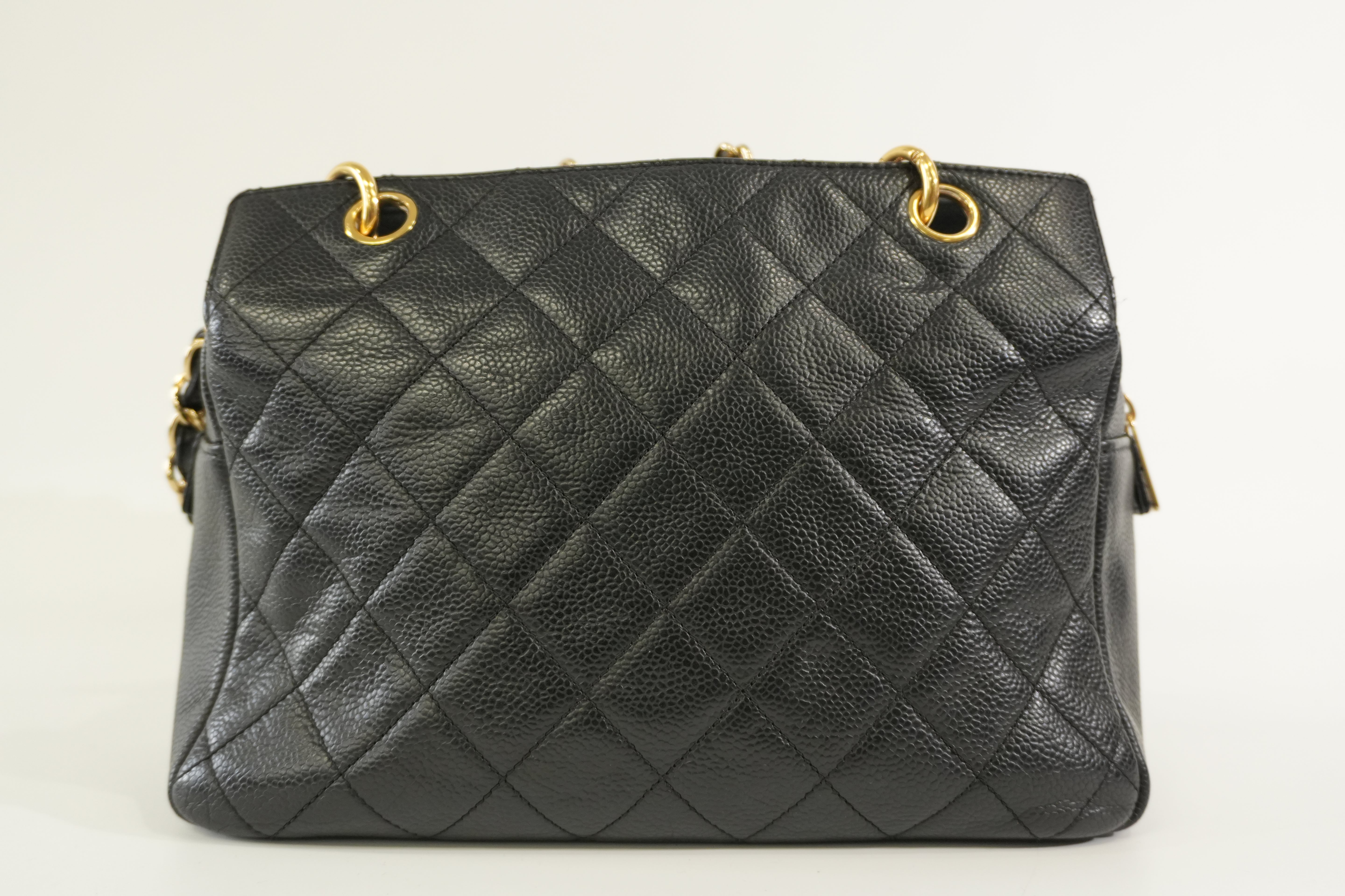 Pre-owned Chanel Caviar Skin PTT Chain Tote Bag Black