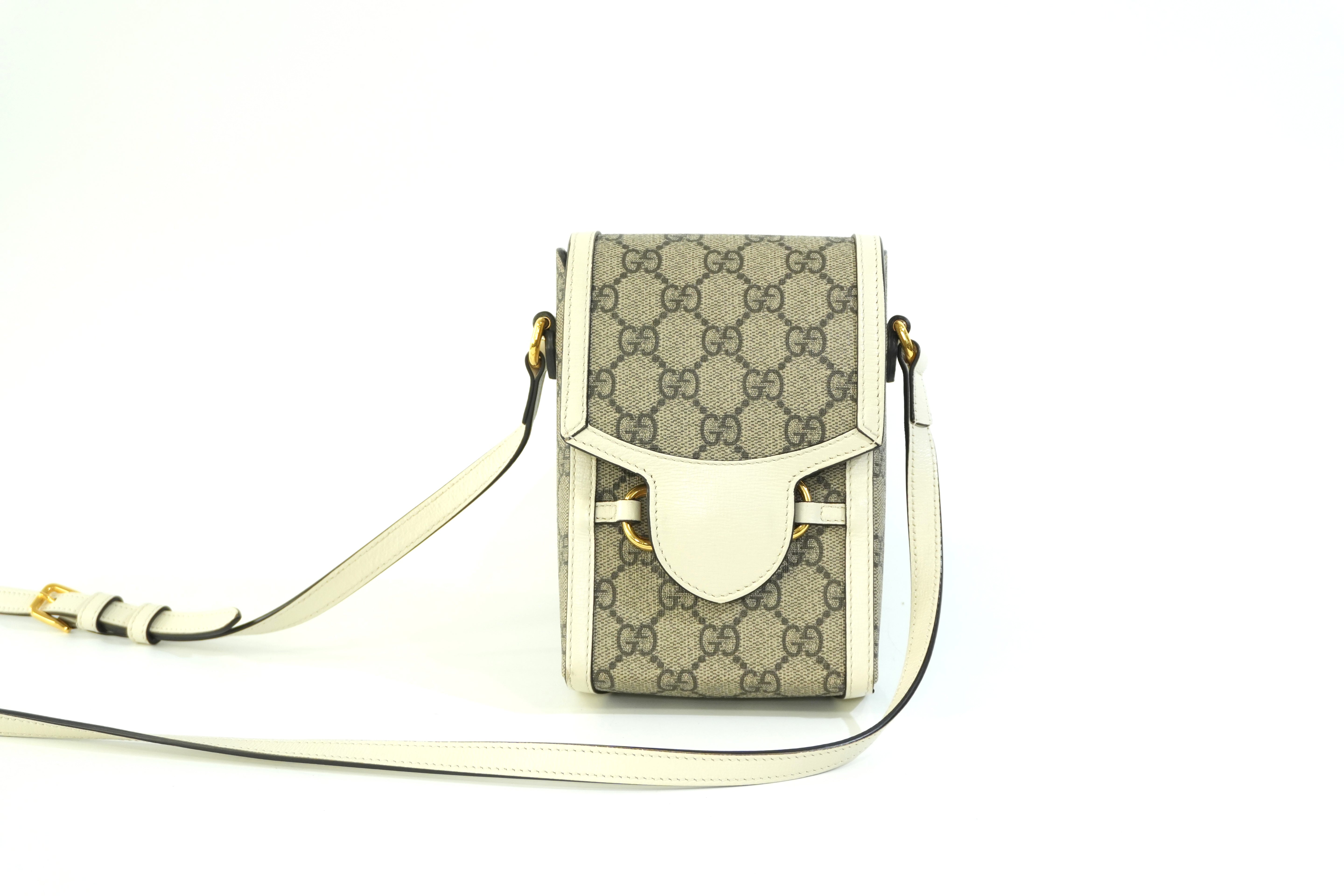 Pre-owned Gucci Horsebit Mini Vertical Shoulder Bag White
