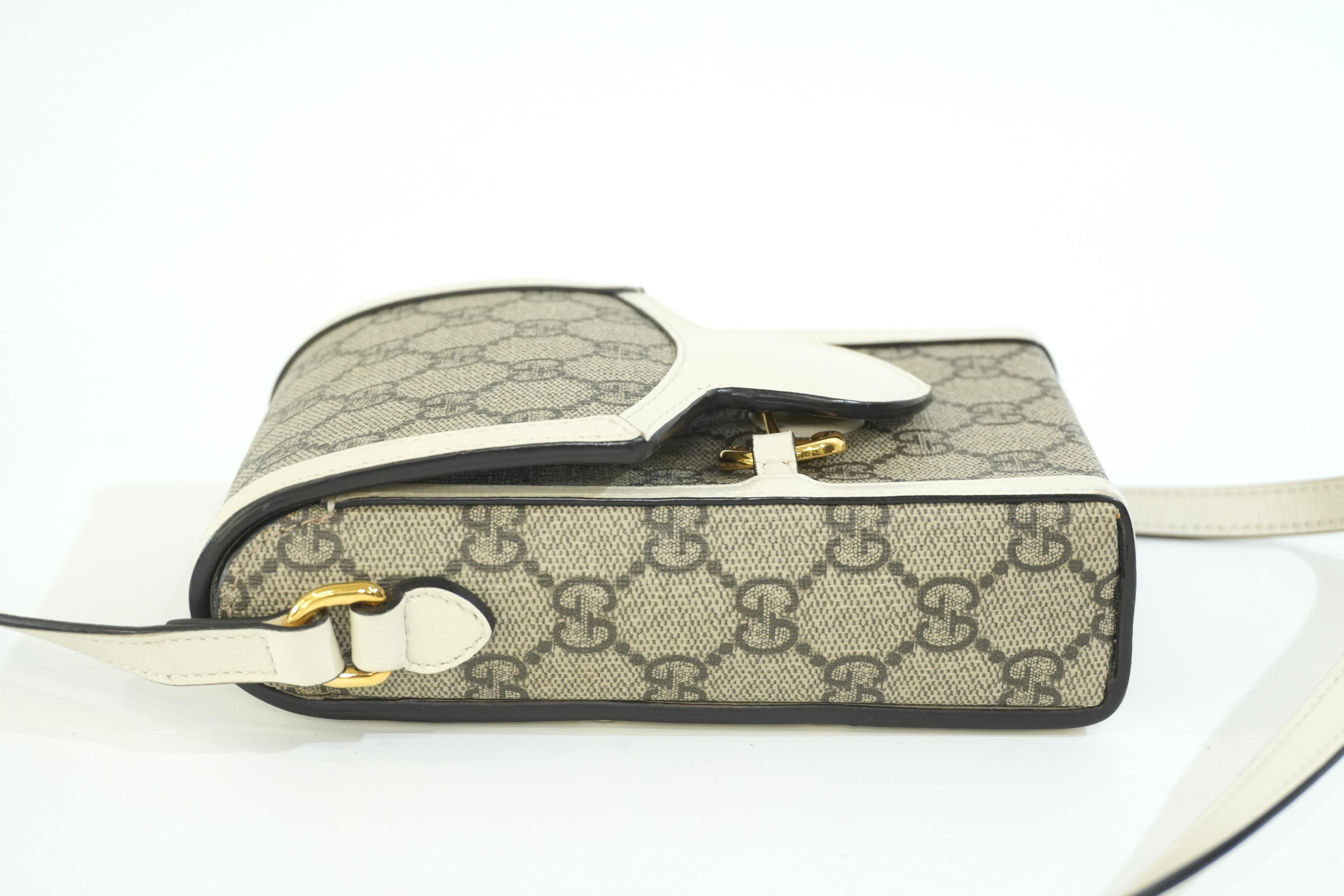 Pre-owned Gucci Horsebit Mini Vertical Shoulder Bag White