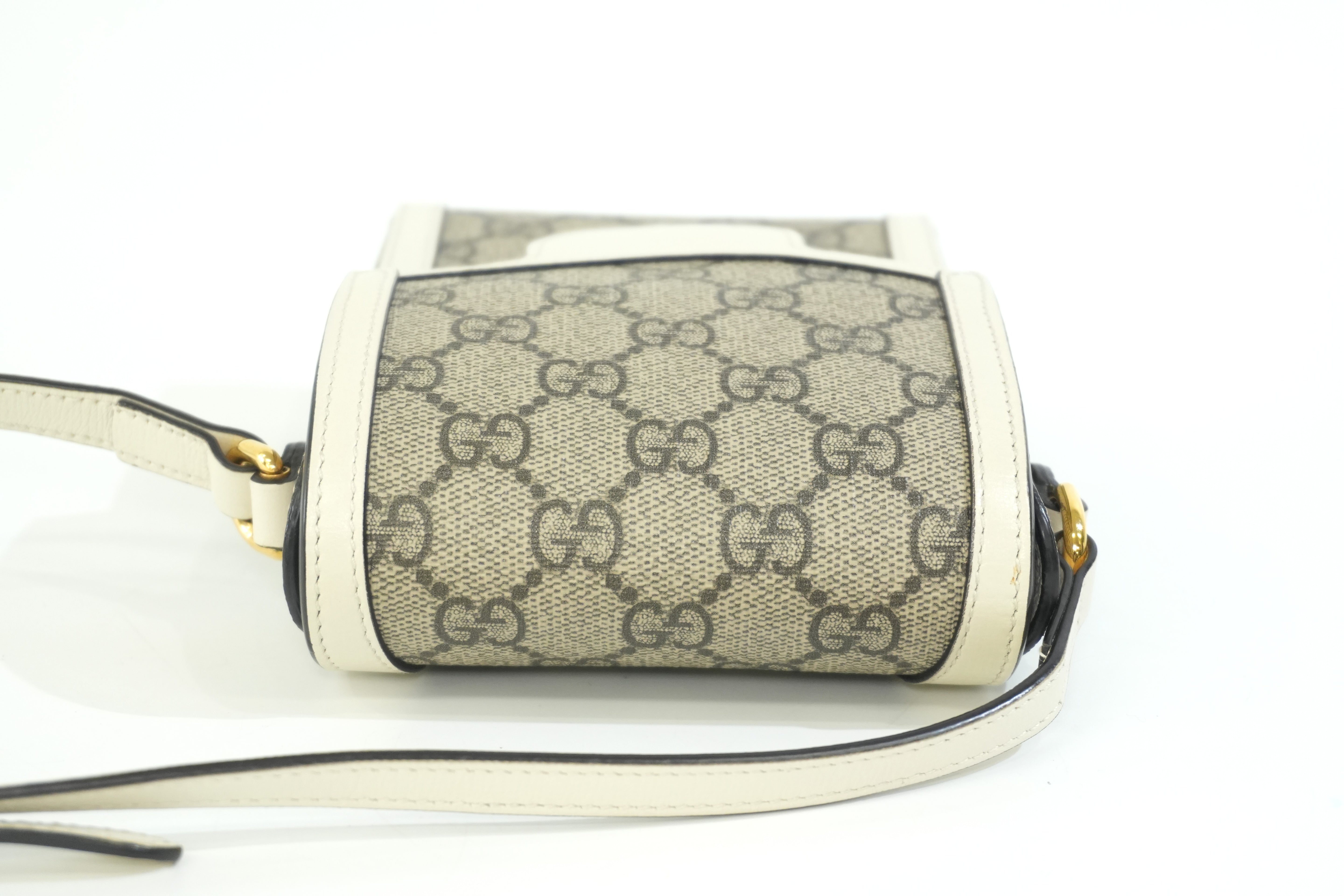 Pre-owned Gucci Horsebit Mini Vertical Shoulder Bag White
