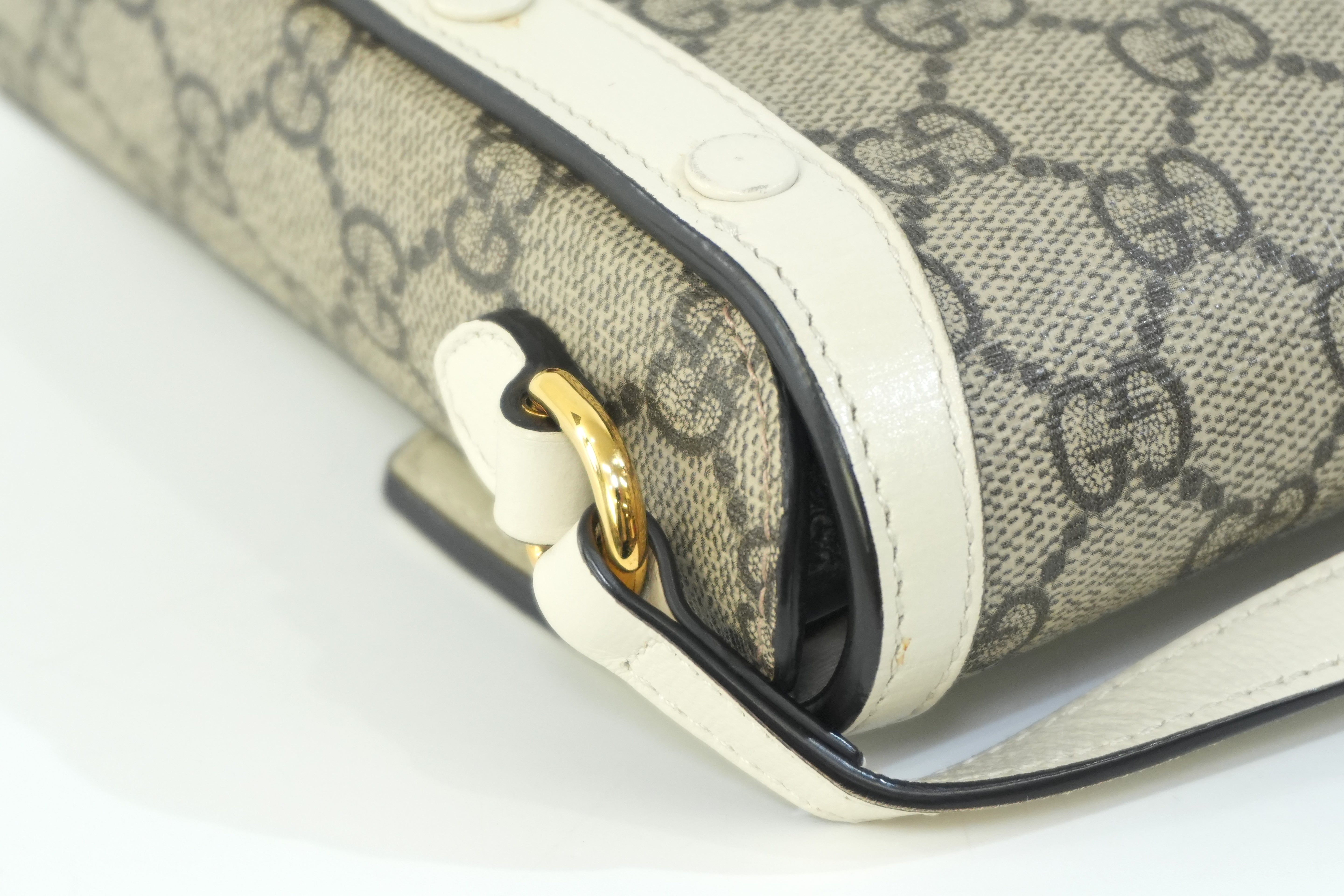 Pre-owned Gucci Horsebit Mini Vertical Shoulder Bag White