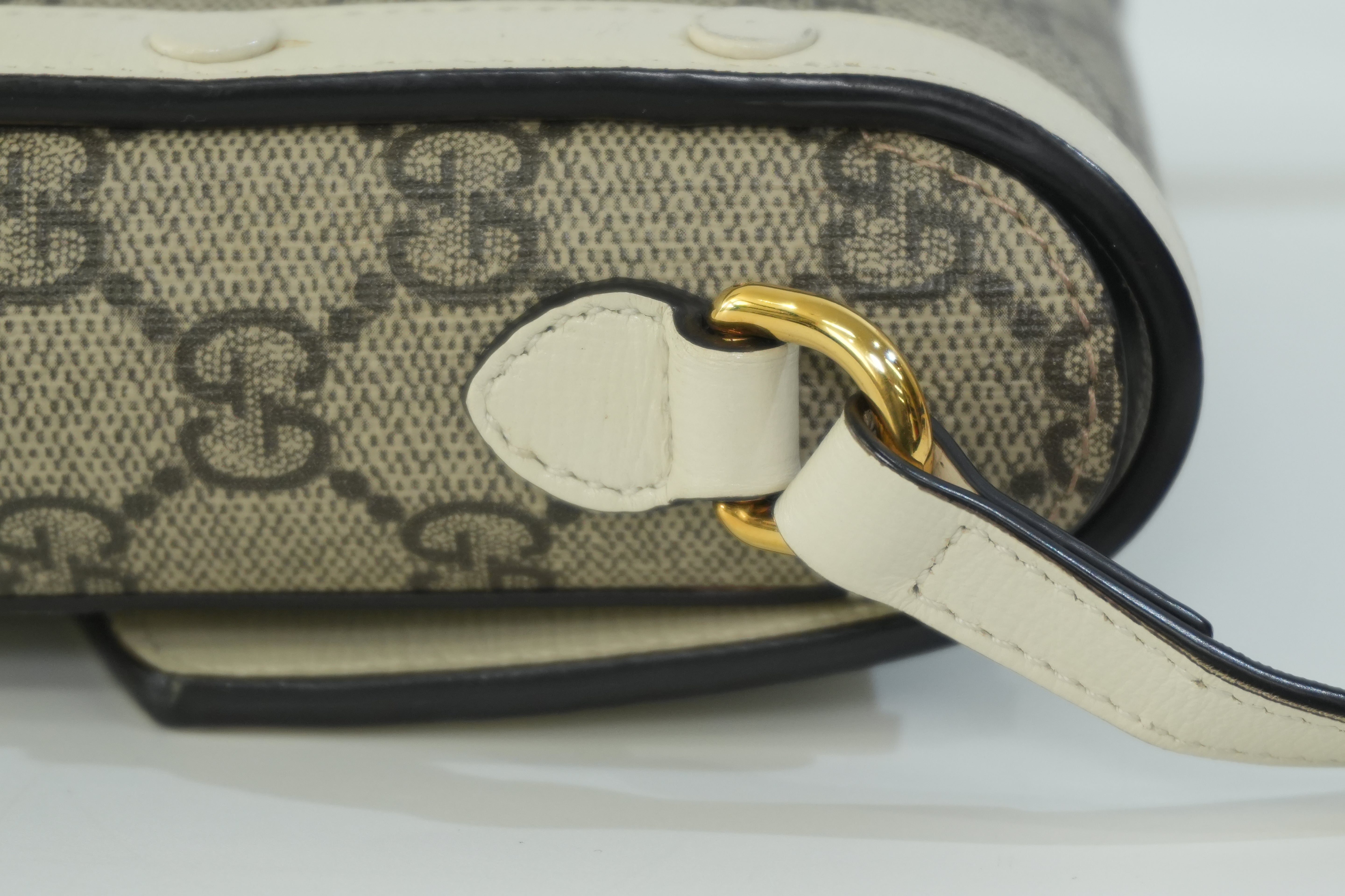 Pre-owned Gucci Horsebit Mini Vertical Shoulder Bag White