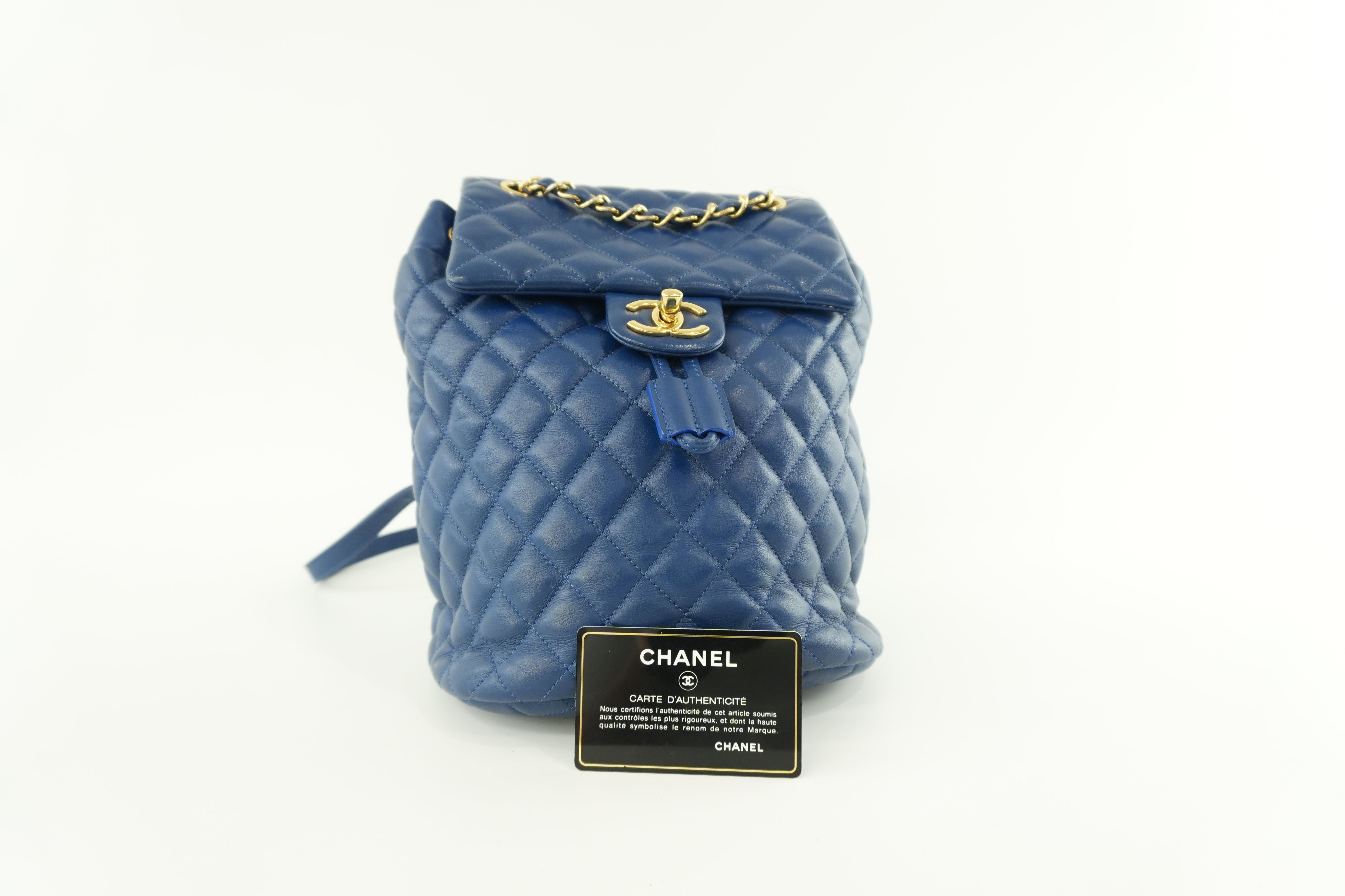 Chanel Lambskin Backpack Blue Used