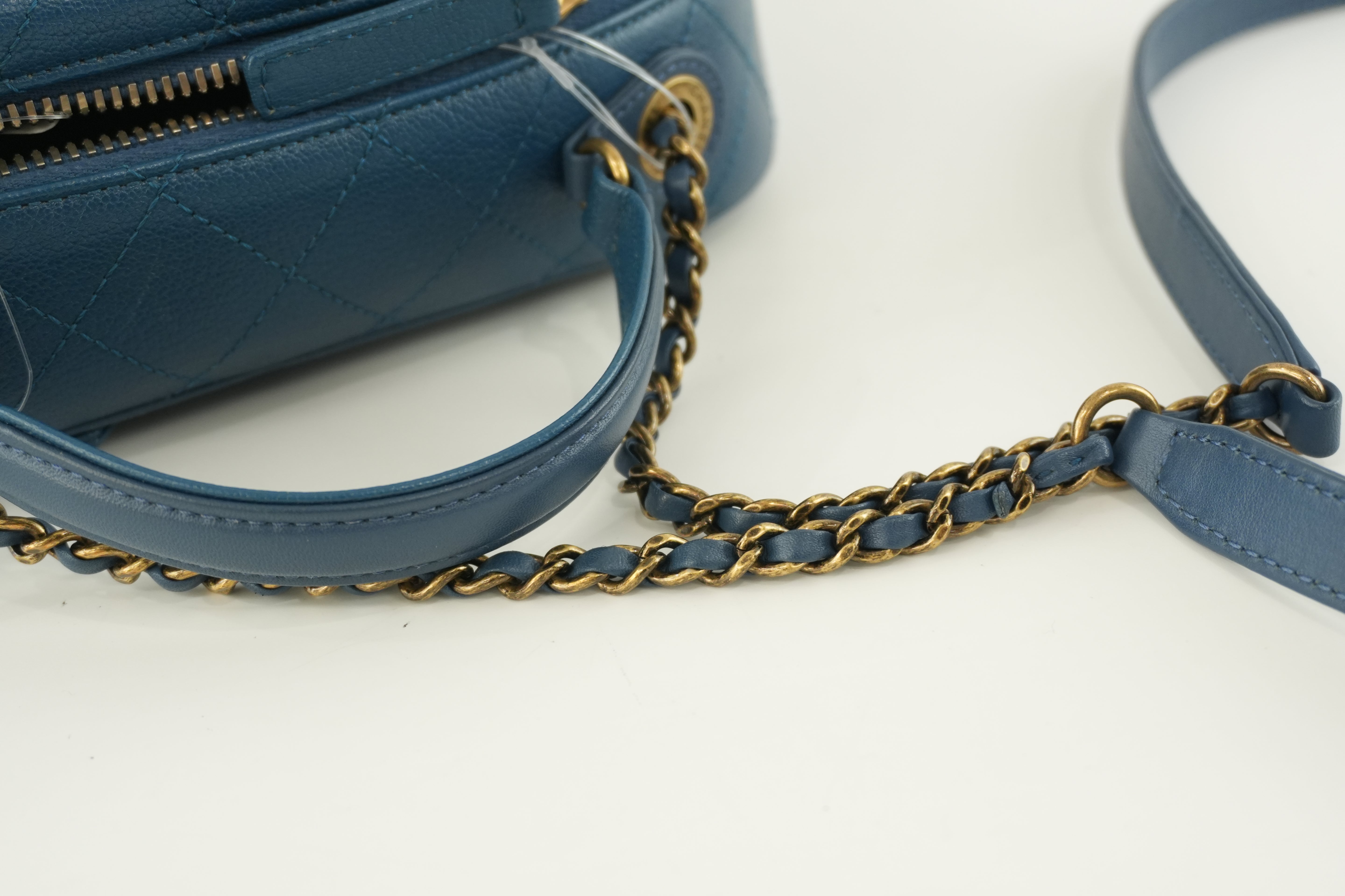 Chanel Curve Vanity Two Way Shoulder Bag Blue Used