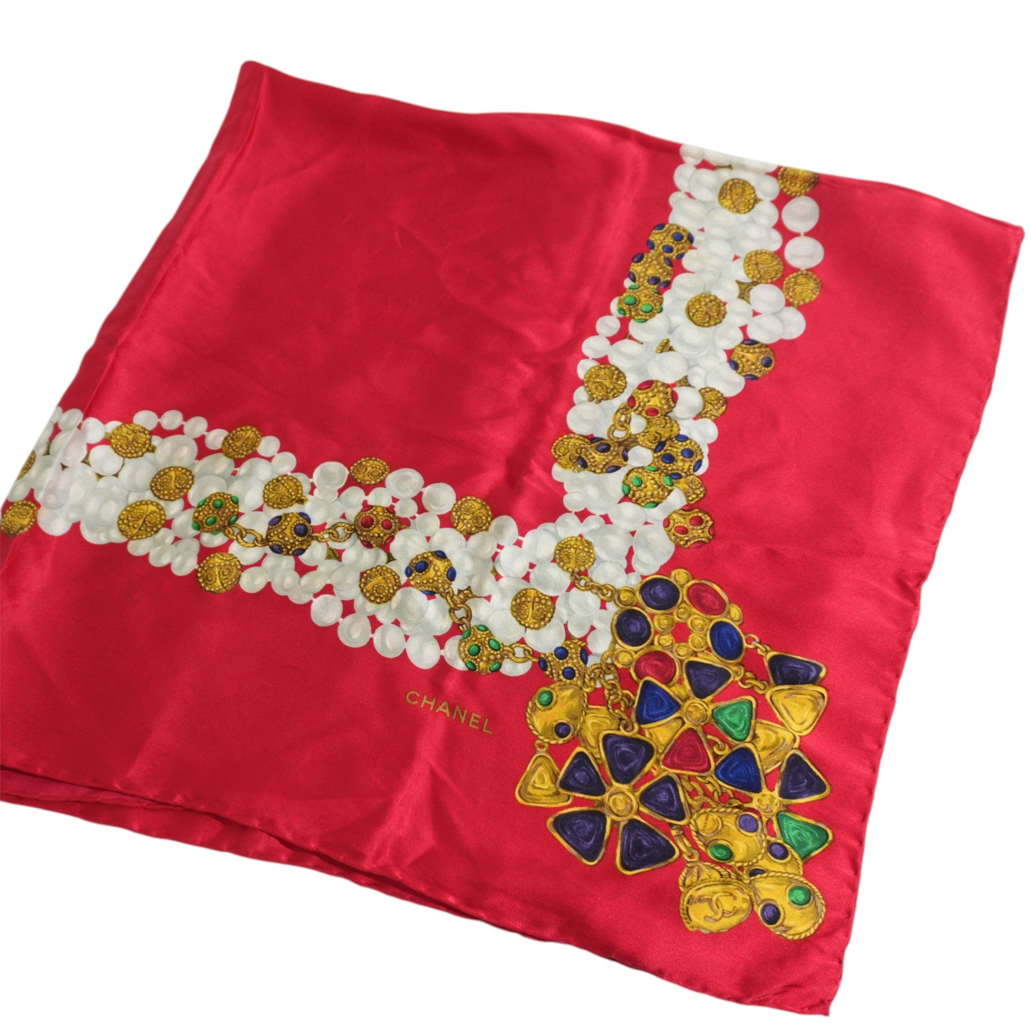 Pre-owned Chanel Silk Scarf Red