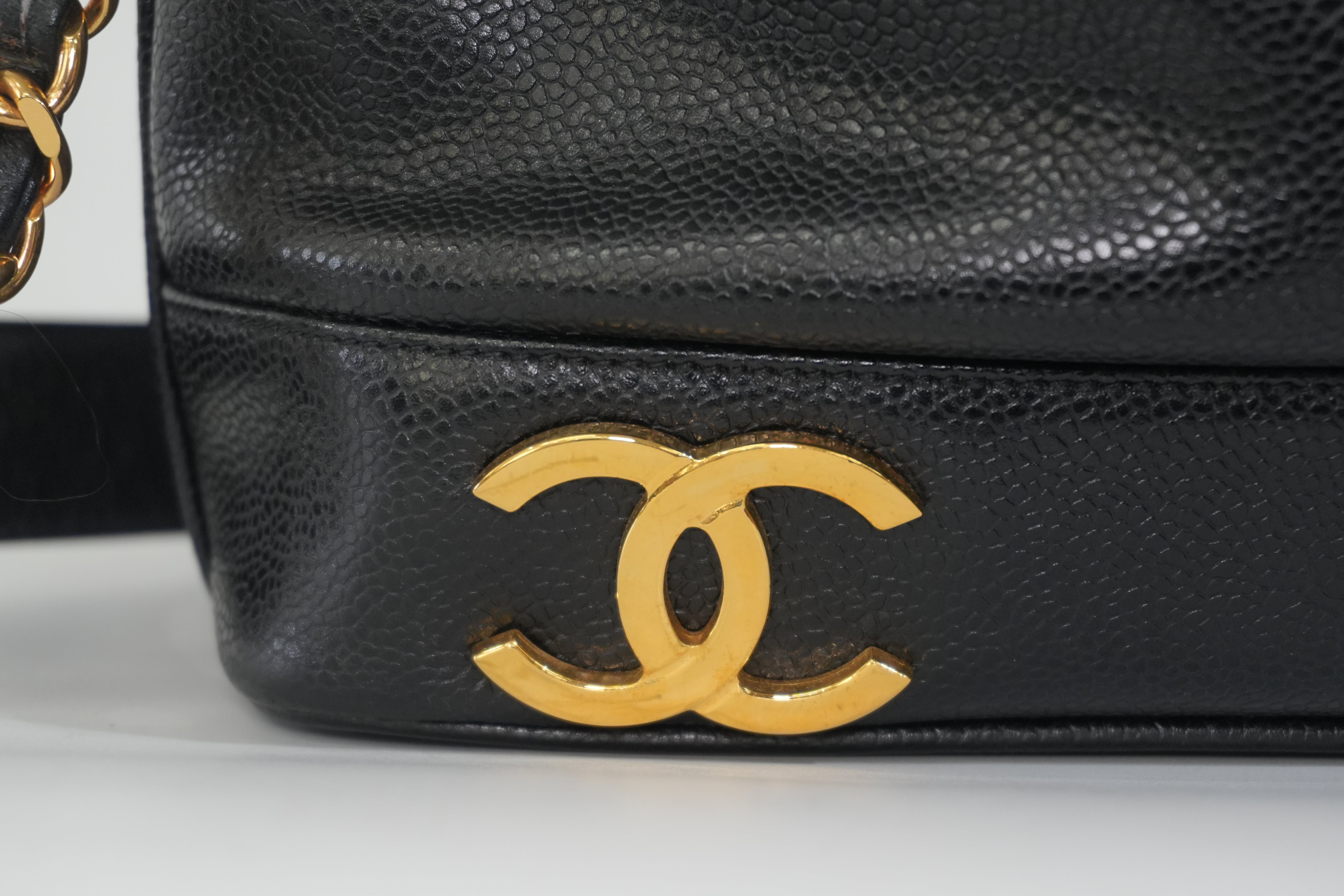 Pre-owned Chanel Caviar Skin Leather Bucket Shoulder Bag Black
