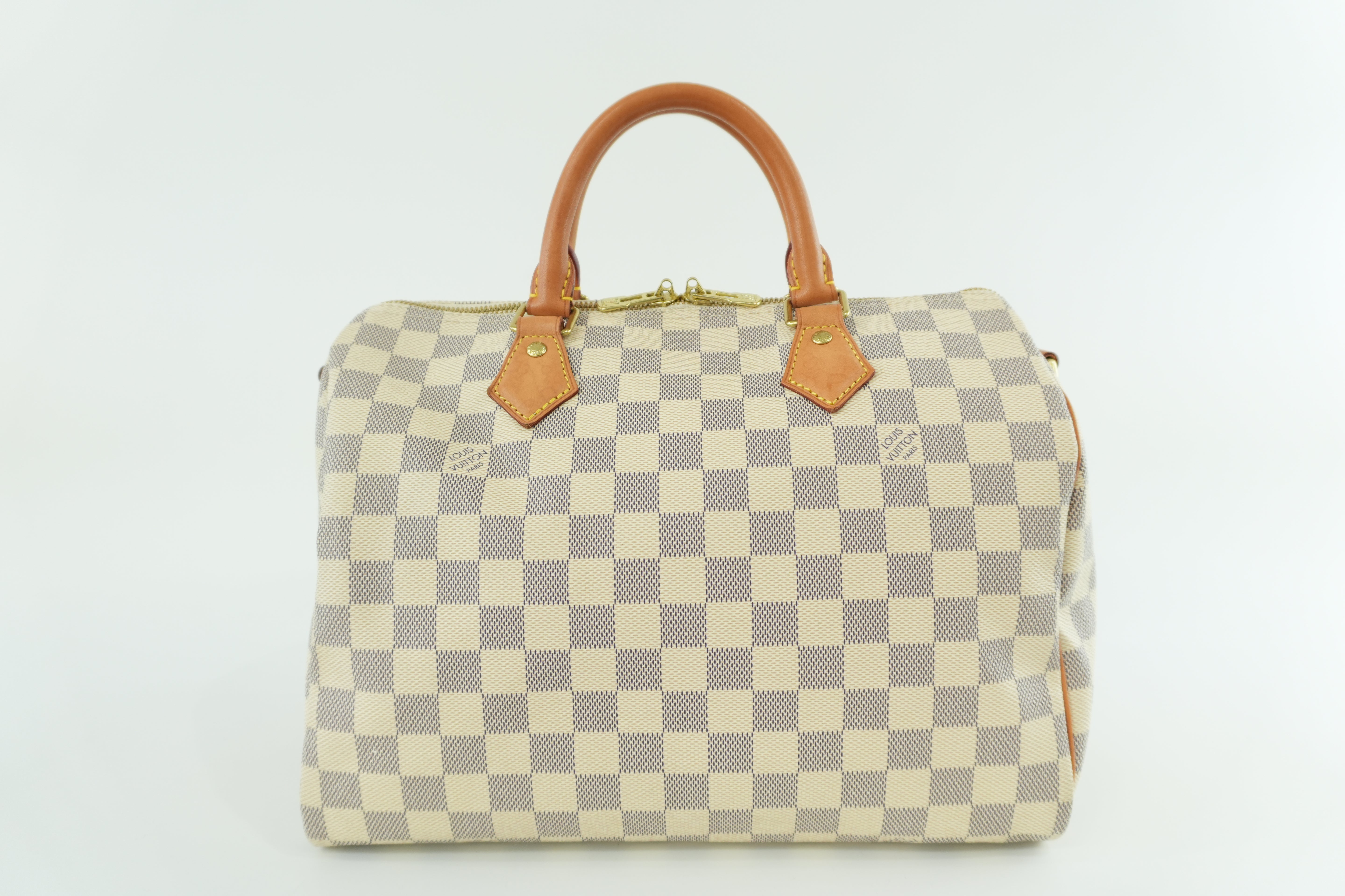 Pre-owned Louis Vuitton Damier Azur Speedy 30 Bandouliere Missing Strap