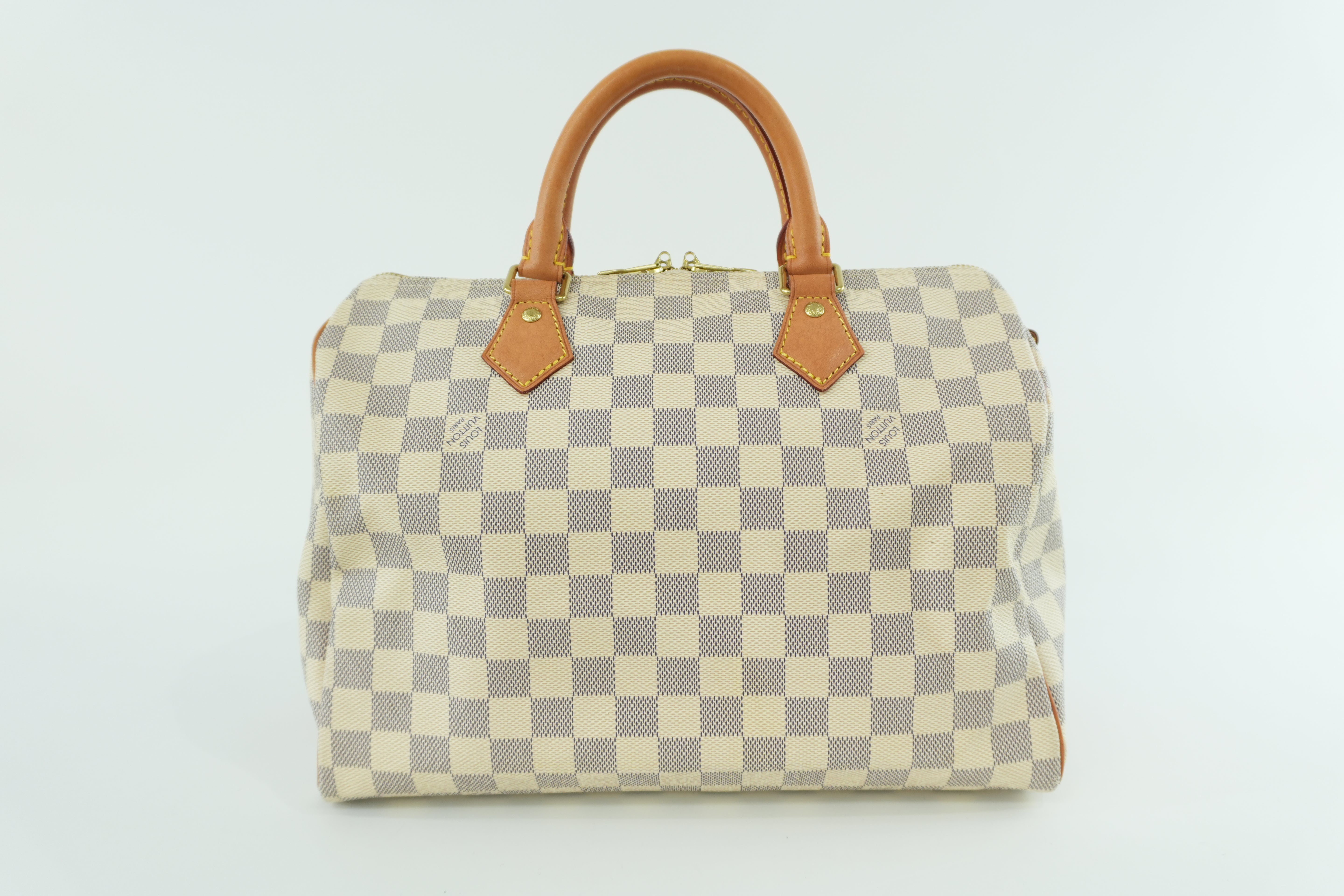 Pre-owned Louis Vuitton Damier Azur Speedy 30 Bandouliere Missing Strap