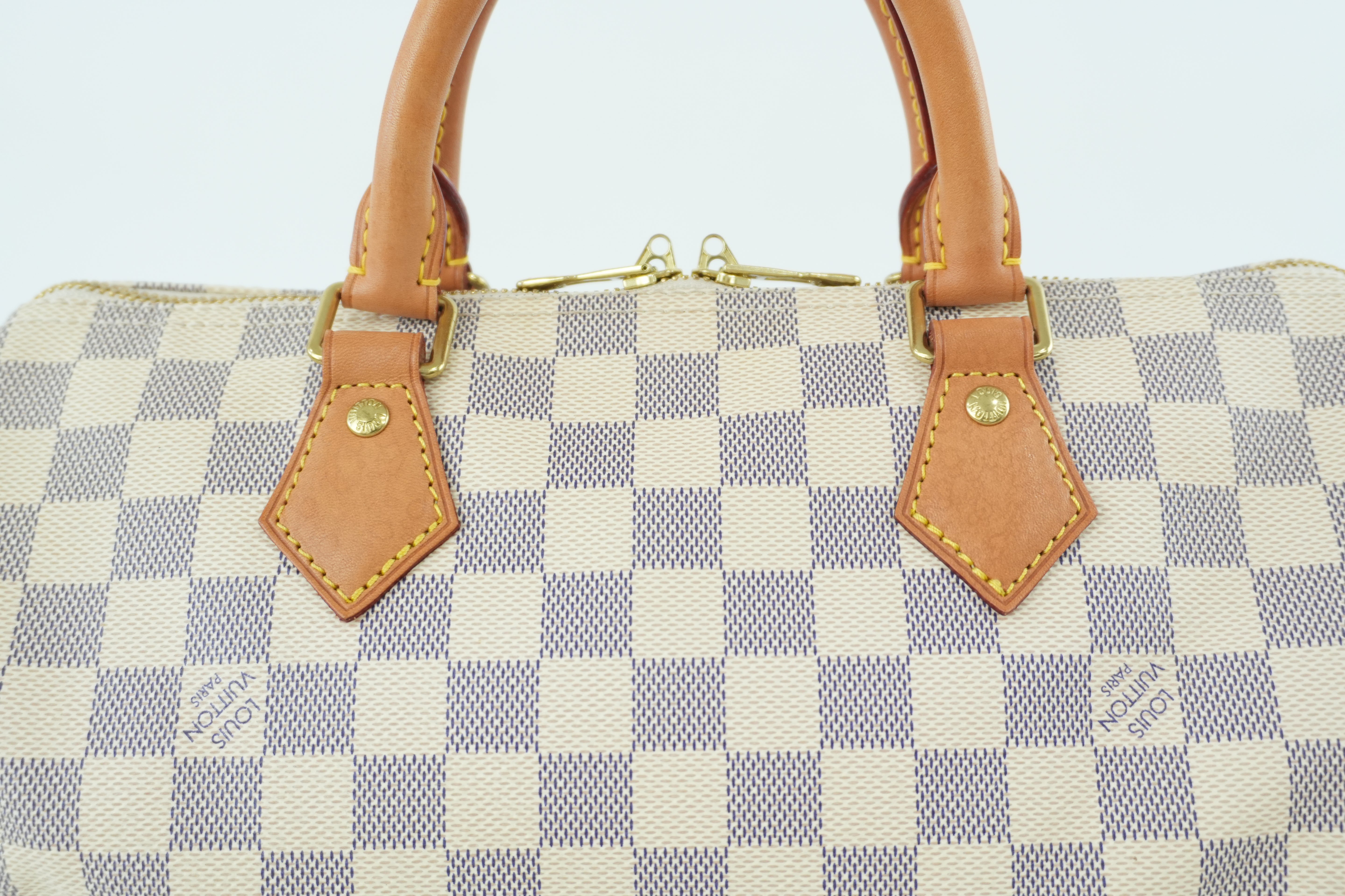 Pre-owned Louis Vuitton Damier Azur Speedy 30 Bandouliere Missing Strap