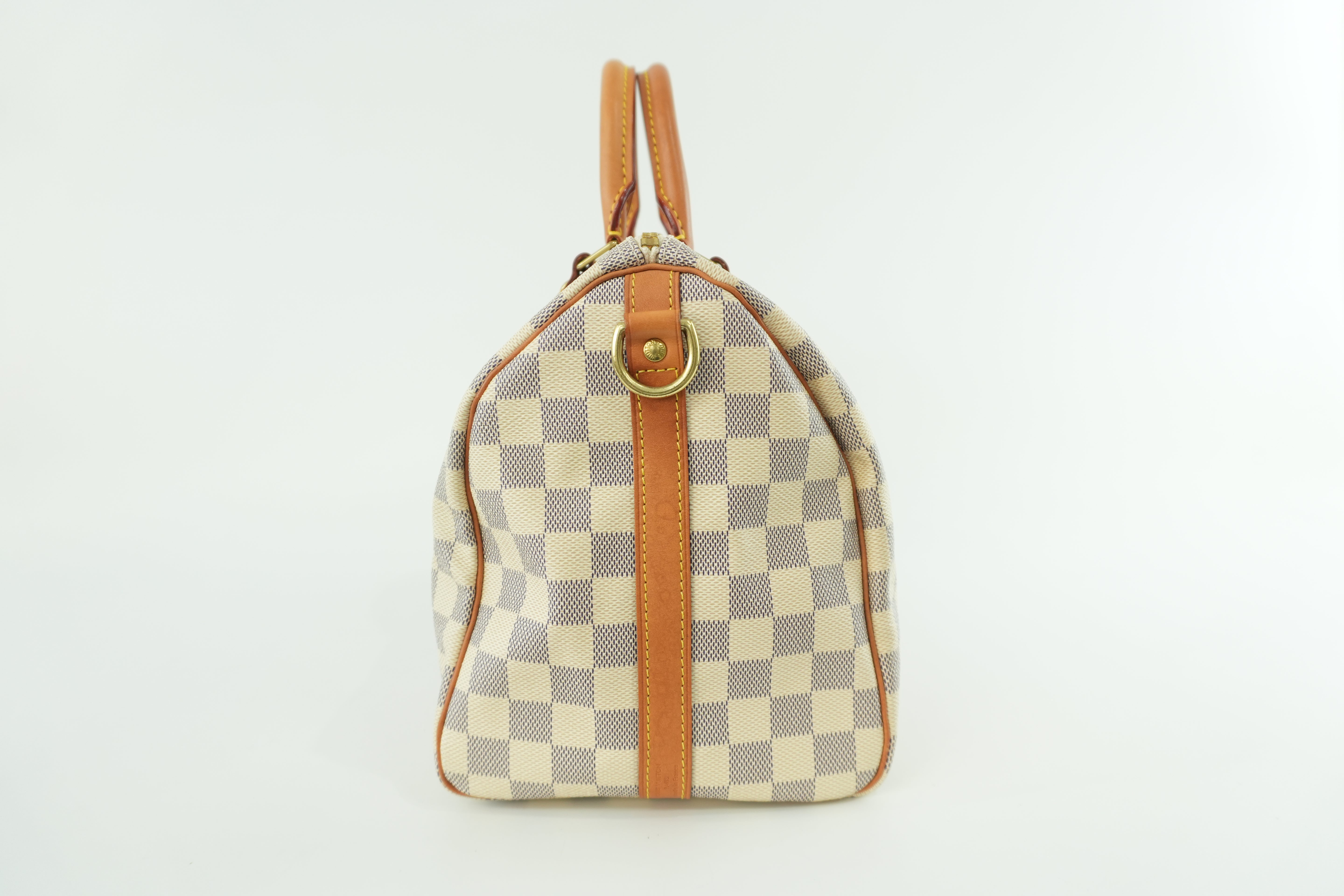 Pre-owned Louis Vuitton Damier Azur Speedy 30 Bandouliere Missing Strap