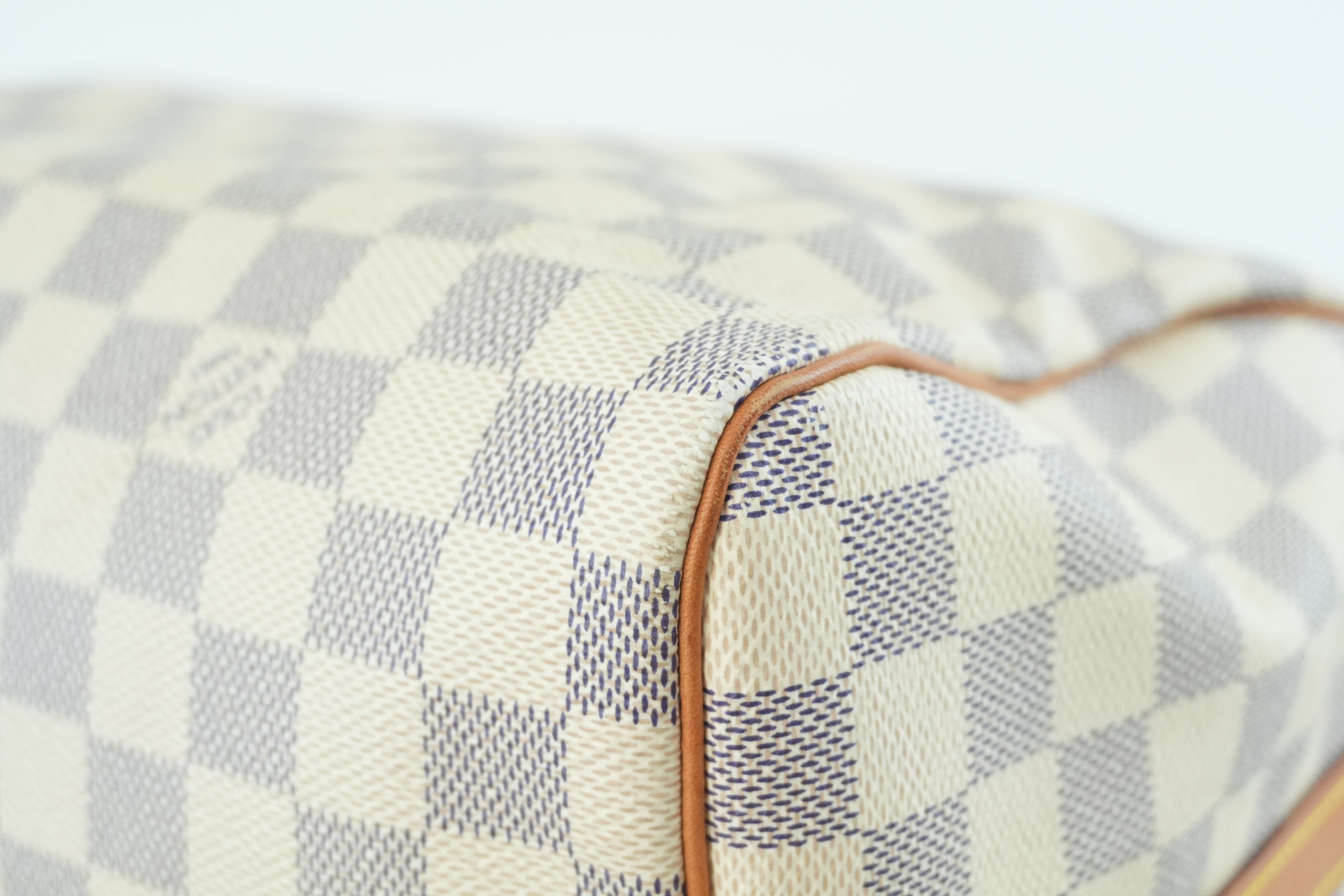 Pre-owned Louis Vuitton Damier Azur Speedy 30 Bandouliere Missing Strap