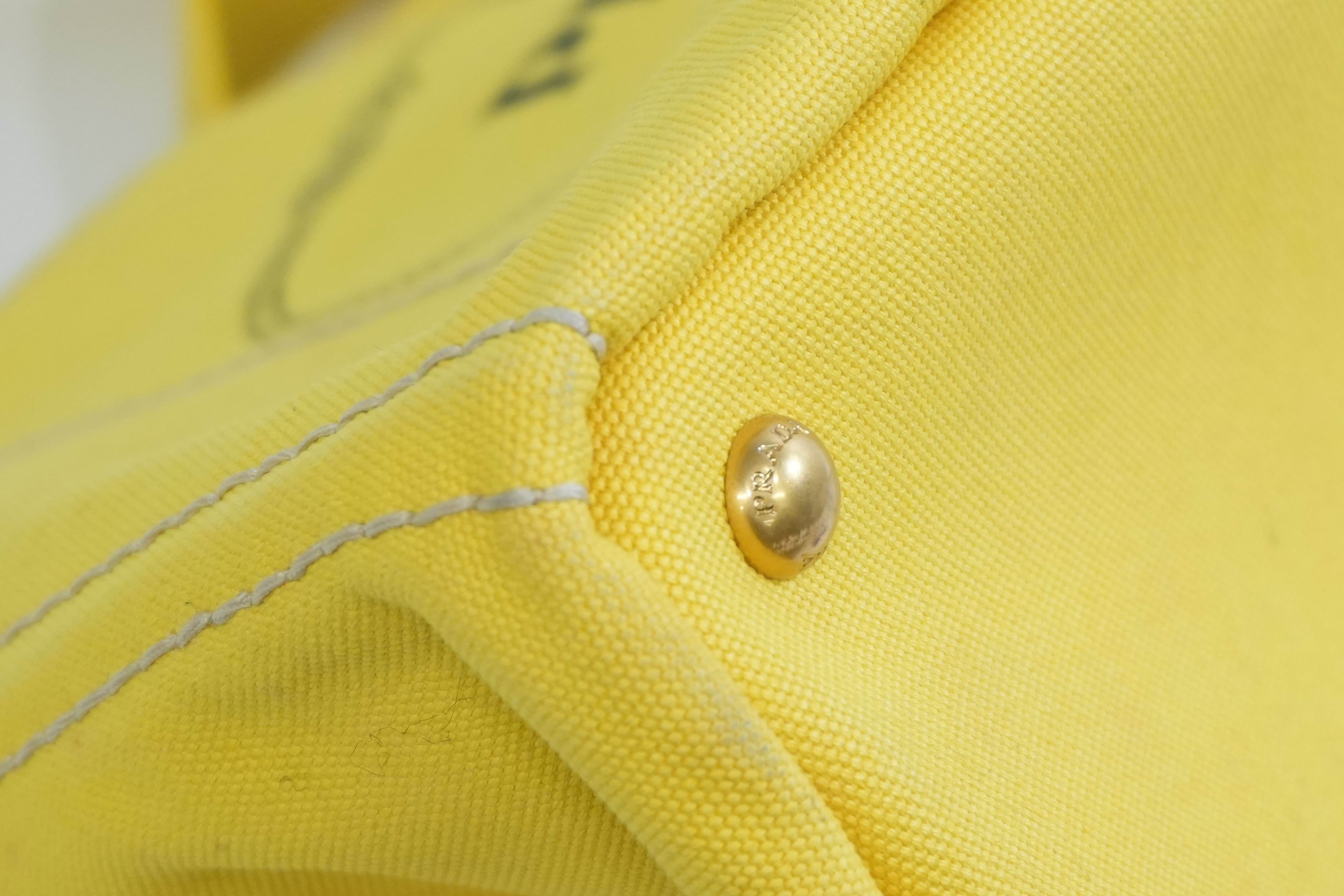 Pre-owned Prada Canapa Two Way Shoulder Bag Yellow