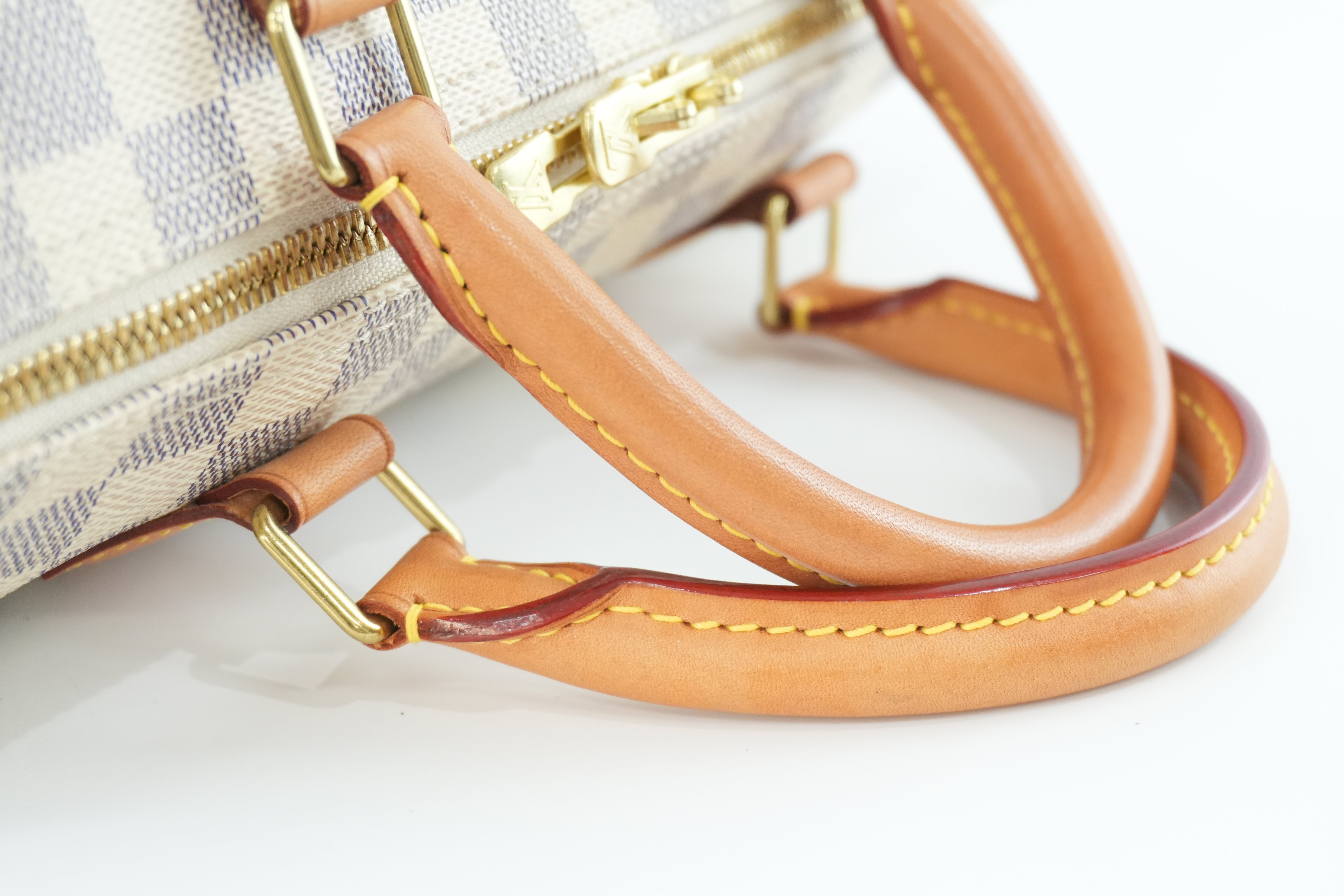 Pre-owned Louis Vuitton Damier Azur Speedy 30 Bandouliere Missing Strap