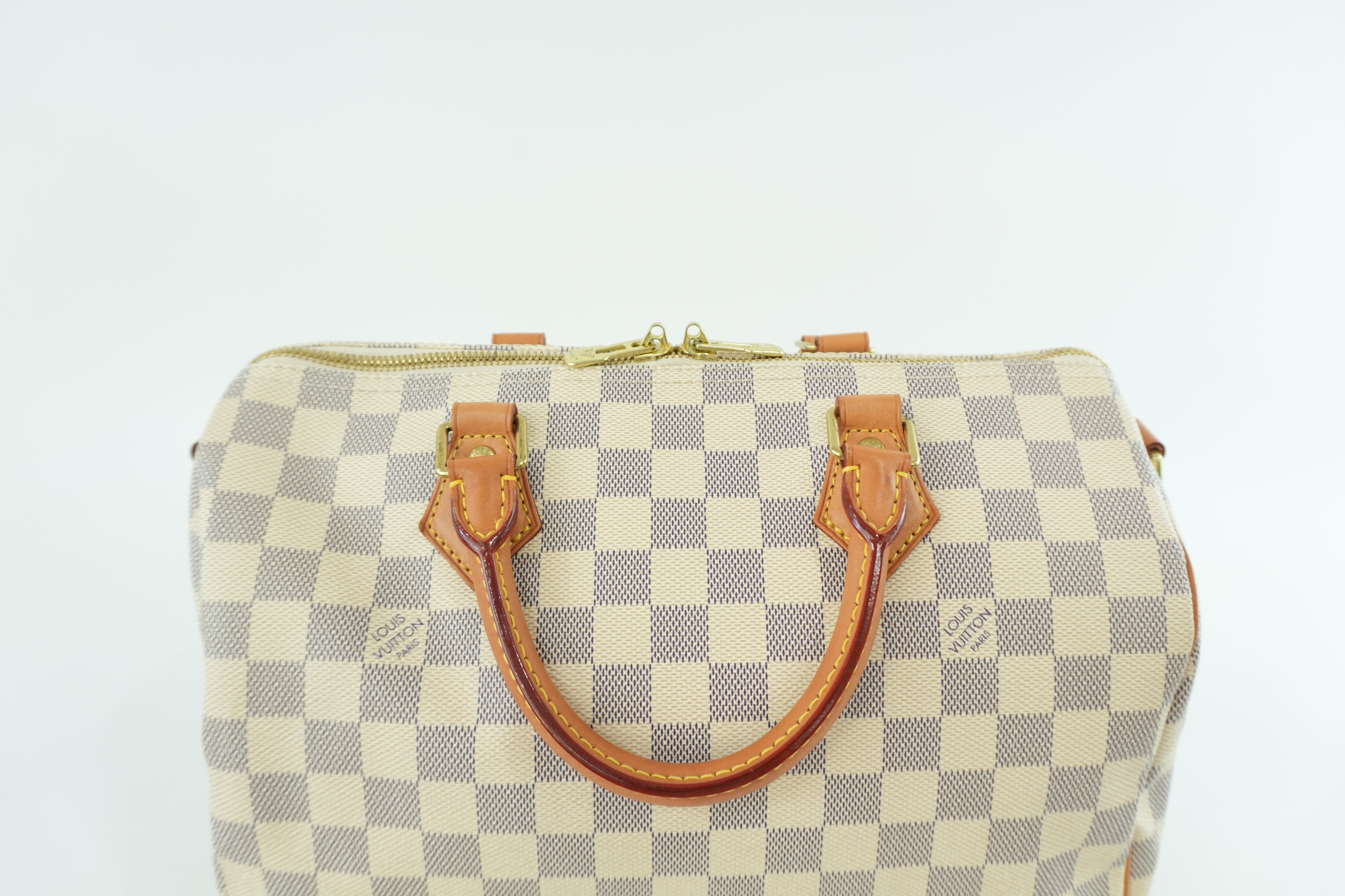 Pre-owned Louis Vuitton Damier Azur Speedy 30 Bandouliere Missing Strap