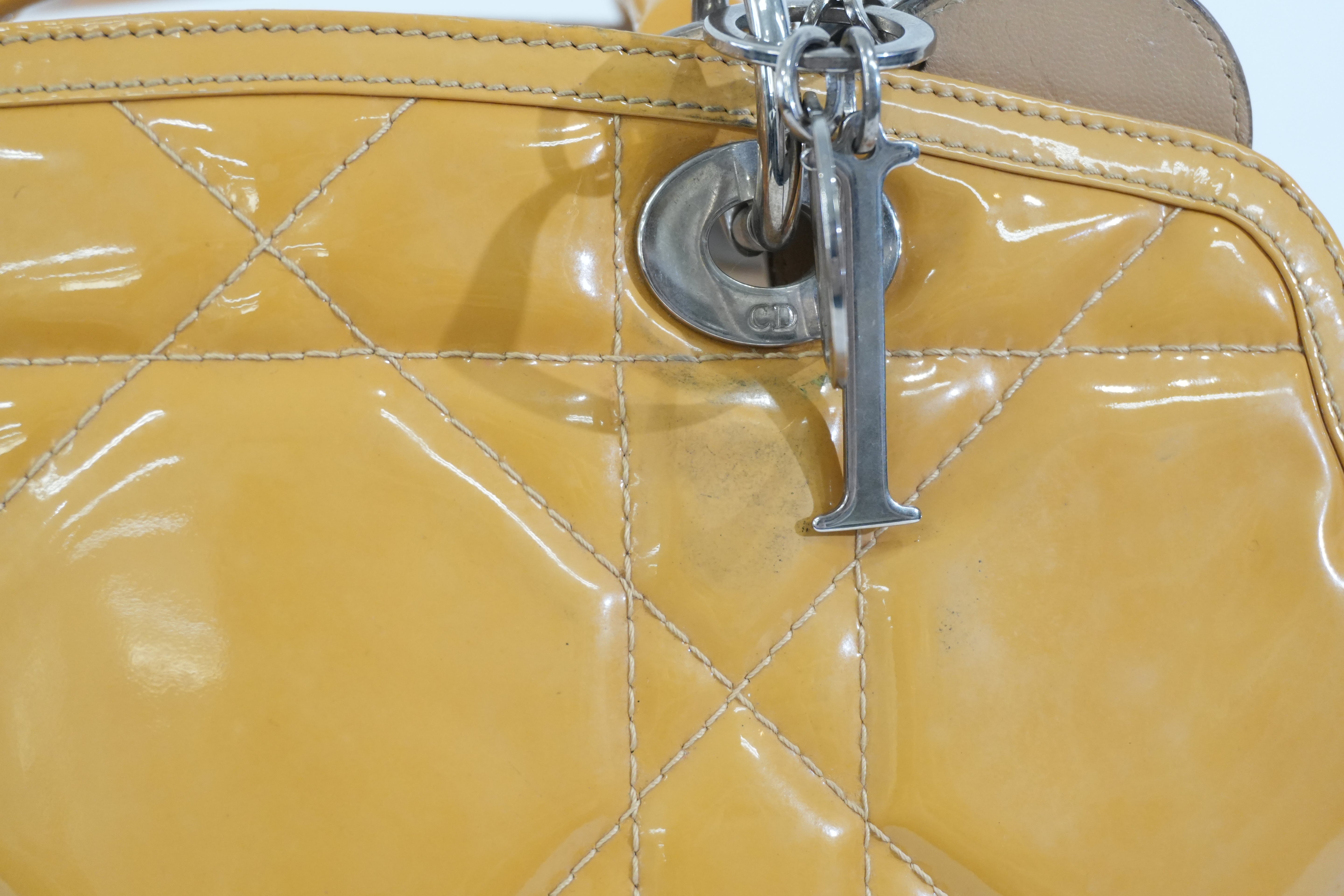 Pre-owned Dior Lady Dior Handbag Yellow