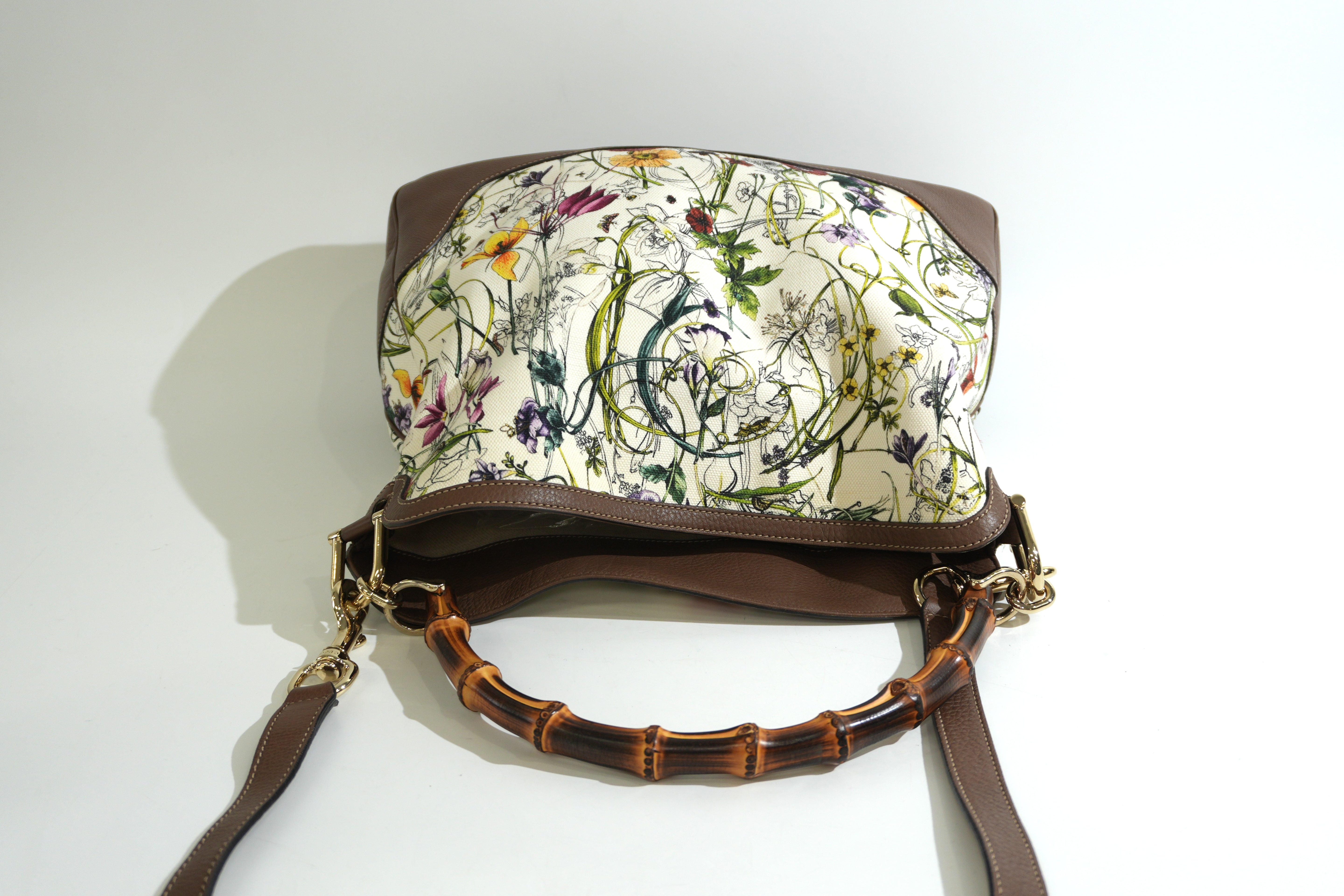 Pre-owned Gucci Two Way Diana Bamboo Handle Shoulder Bag Floral