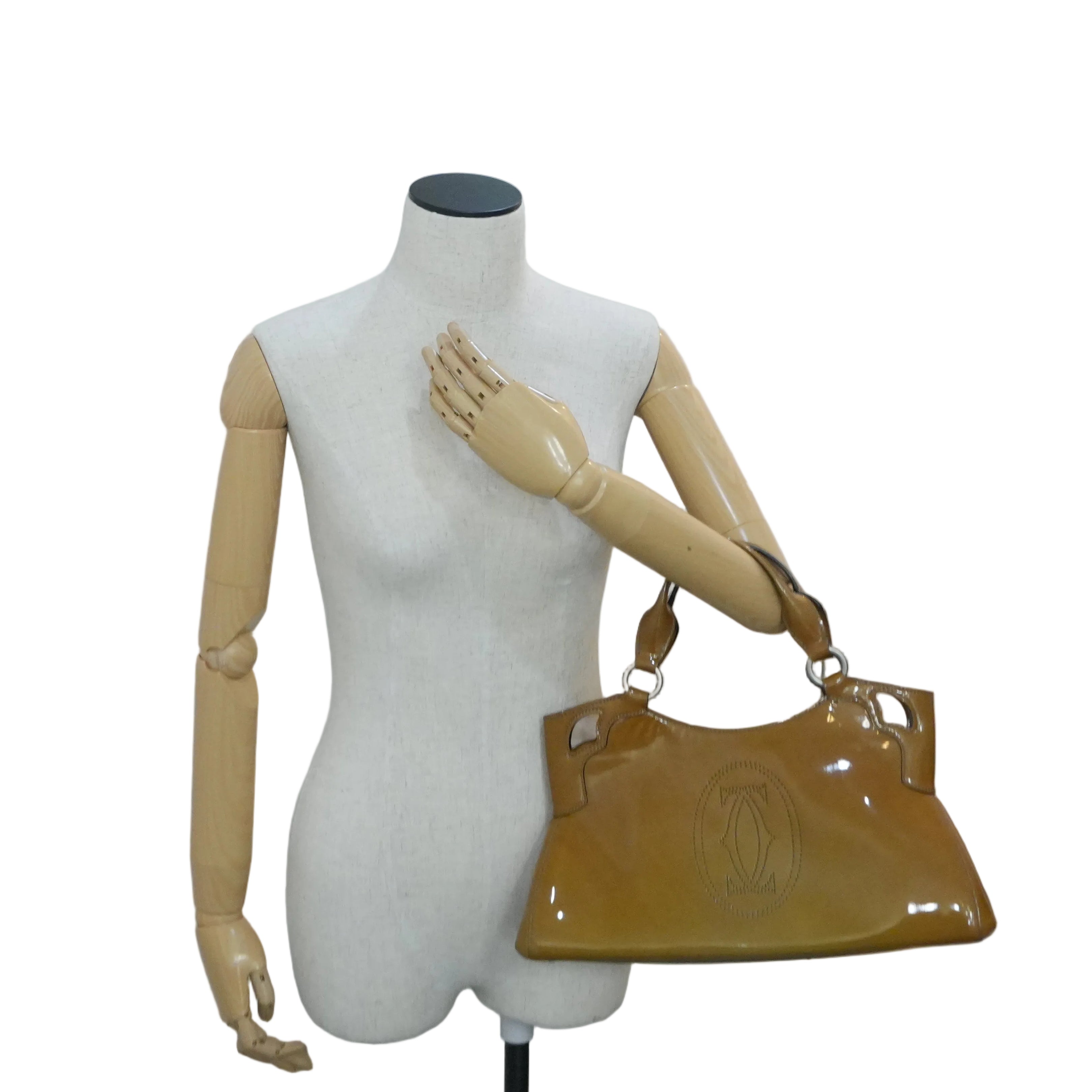 Pre-owned Cartier Leather Patent Handbag Tan