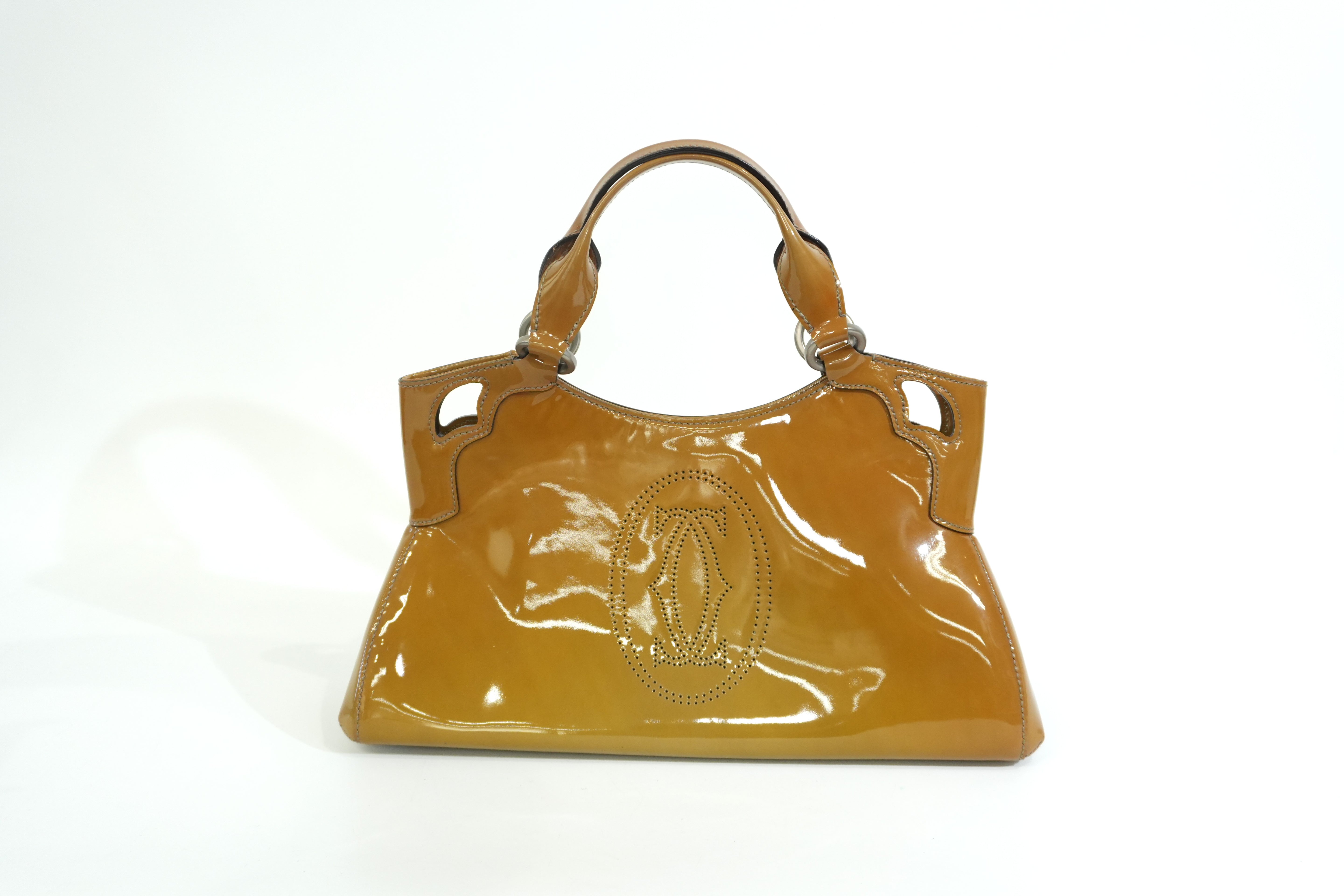 Pre-owned Cartier Leather Patent Handbag Tan